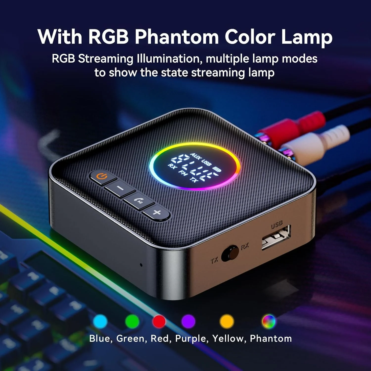 فرستنده/گیرنده صوتی بلوتوثی ارتقا یافته TERRIFI M10 RGB 5.4 برای تلویزیون، استریو خانگی/بلندگوها، آداپتور صوتی بلوتوث با نمایشگر، USB، RCA، AUX 3.5 میلیمتری، ورودی/خروجی رادیو FM فرستنده/گیرنده صوتی بلوتوثی ارتقا یافته TERRIFI M10 RGB 5.4 برای تلویزیون، استریو خانگی/بلندگوها، آداپتور صوتی بلوتوث با نمایشگر، USB، RCA، AUX 3.5 میلیمتری، ورودی/خروجی رادیو FM