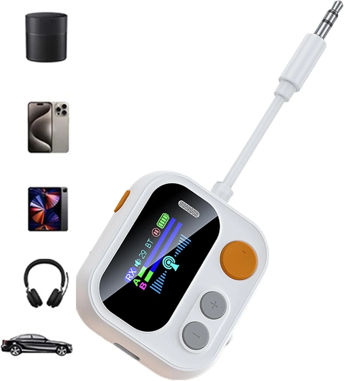 فرستنده و گیرنده صوتی بی سیم - آداپتور بی سیم برای هدفون، گیرنده صوتی خودرو با صفحه نمایش رنگی برای تلویزیون، تلفن همراه، کامپیوتر، آمپلی فایر، بلندگو، مسافران و دوستداران موسیقی فرستنده و گیرنده صوتی بی سیم - آداپتور بی سیم برای هدفون، گیرنده صوتی خودرو با صفحه نمایش رنگی برای تلویزیون، تلفن همراه، کامپیوتر، آمپلی فایر، بلندگو، مسافران و دوستداران موسیقی
