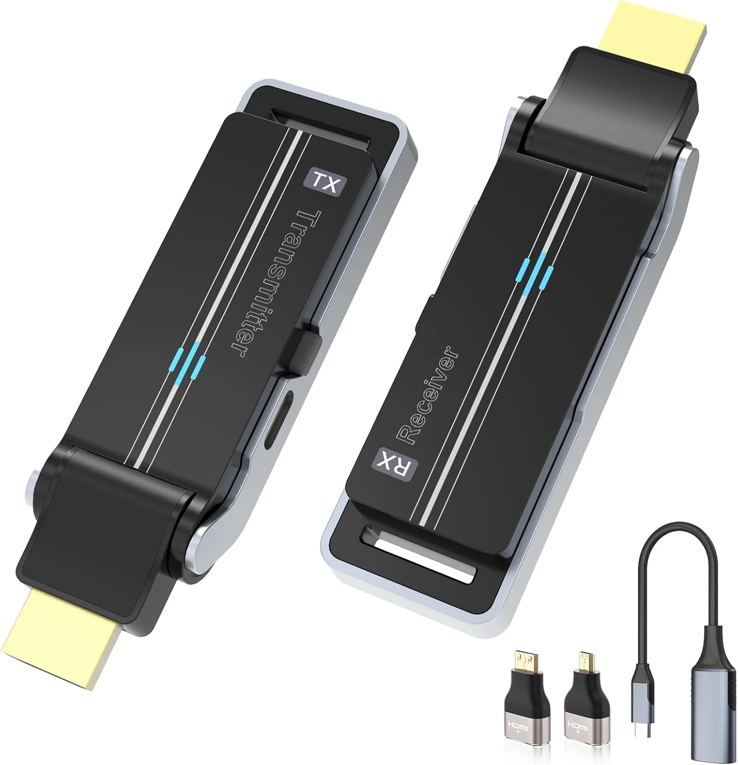 کیت فرستنده و گیرنده HDMI بیسیم با دفع حرارت، رابط قابل انعطاف 90 درجه، دو بانده 2.4G/5G - پخش ویدیو و صدا از لپتاپ/جعبه تلویزیون/پروژکتور به مانیتور (مجهز به USB-C به HDMI) کیت فرستنده و گیرنده HDMI بیسیم با دفع حرارت، رابط قابل انعطاف 90 درجه، دو بانده 2.4G/5G - پخش ویدیو و صدا از لپتاپ/جعبه تلویزیون/پروژکتور به مانیتور (مجهز به USB-C به HDMI)