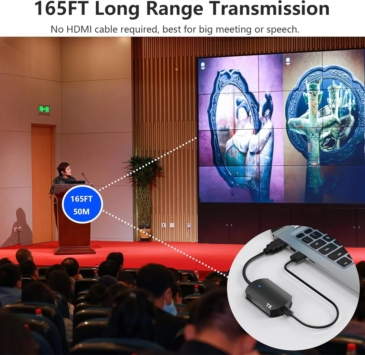 فرستنده و گیرنده HDMI بی‌سیم، HDMI بی‌سیم، 50 متر HDMI بی‌سیم، فرستنده و گیرنده HDMI بی‌سیم قابل حمل 2.4G/5G، توسعه دهنده HDMI بی‌سیم برای PC/HDTV/پروژکتور/TV Box