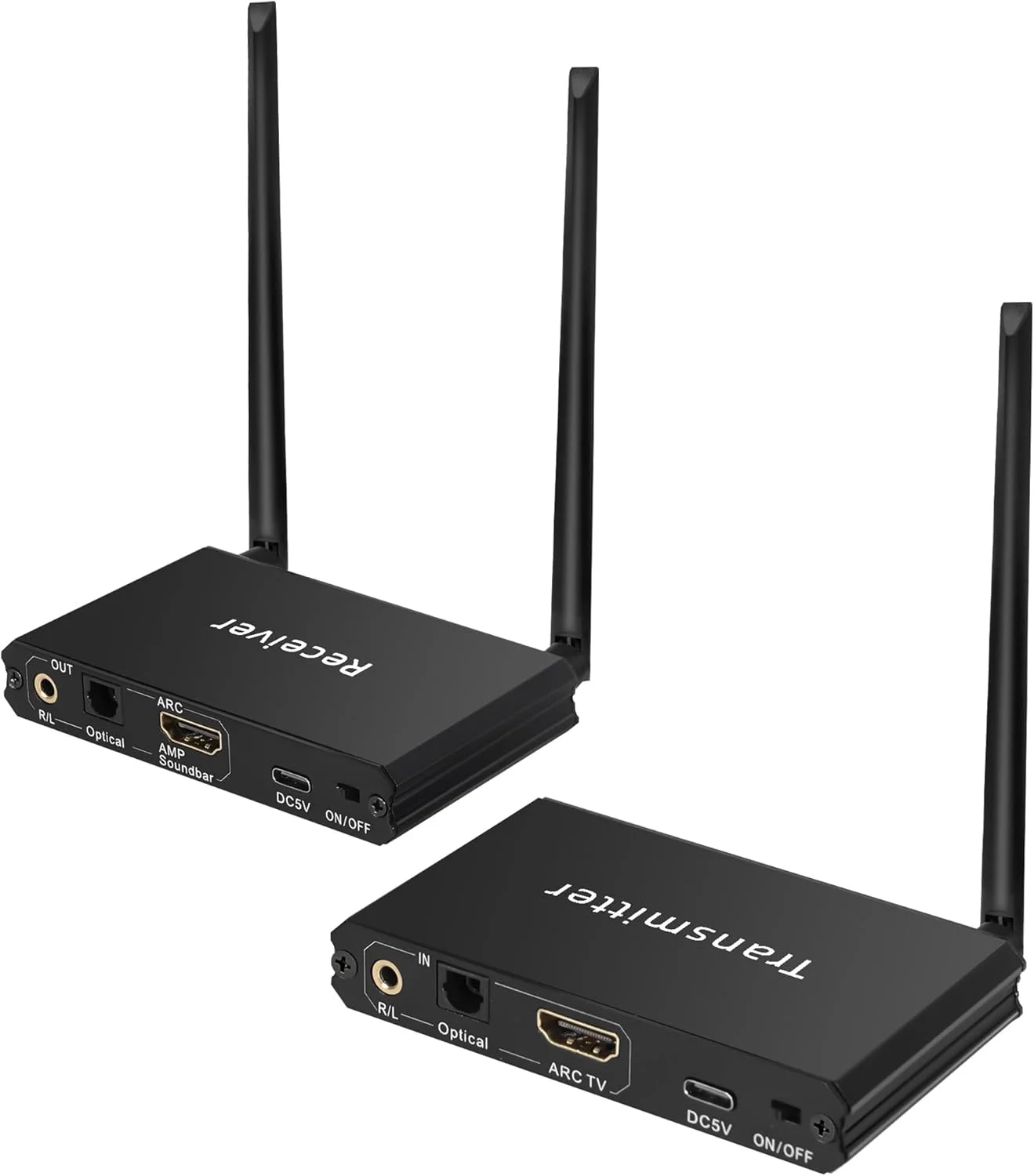 فرستنده و گیرنده صوتی بی سیم 2.4 گیگاهرتز، برد بلند 50 متری با تاخیر کم 18 میلی ثانیه (ورودی/خروجی ARC/Optical/3.5mm/RCA، گیرنده بلوتوث 5.3 داخلی مناسب برای سینمای خانگی (فقط صدا)) فرستنده و گیرنده صوتی بی سیم 2.4 گیگاهرتز، برد بلند 50 متری با تاخیر کم 18 میلی ثانیه (ورودی/خروجی ARC/Optical/3.5mm/RCA، گیرنده بلوتوث 5.3 داخلی مناسب برای سینمای خانگی (فقط صدا))