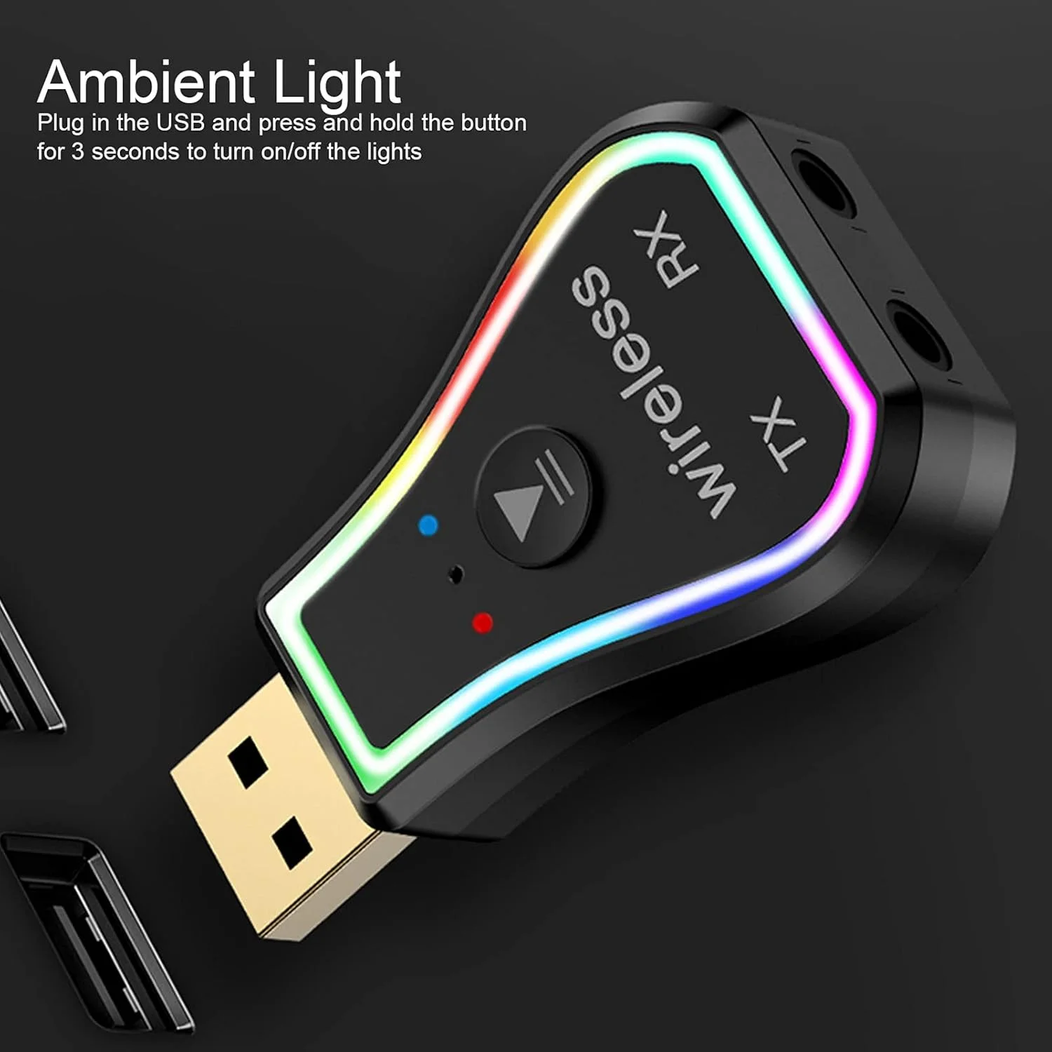 فرستنده گیرنده صوتی بی سیم M11 بلوتوث 5.0 با نورهای محیطی رنگارنگ USB، مناسب برای دفتر کار و سرگرمی (M11)