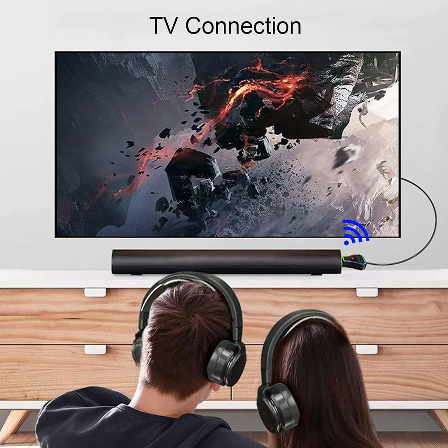 فرستنده گیرنده صوتی بی سیم M11 بلوتوث 5.0 با نورهای محیطی رنگارنگ USB، مناسب برای دفتر کار و سرگرمی (M11)