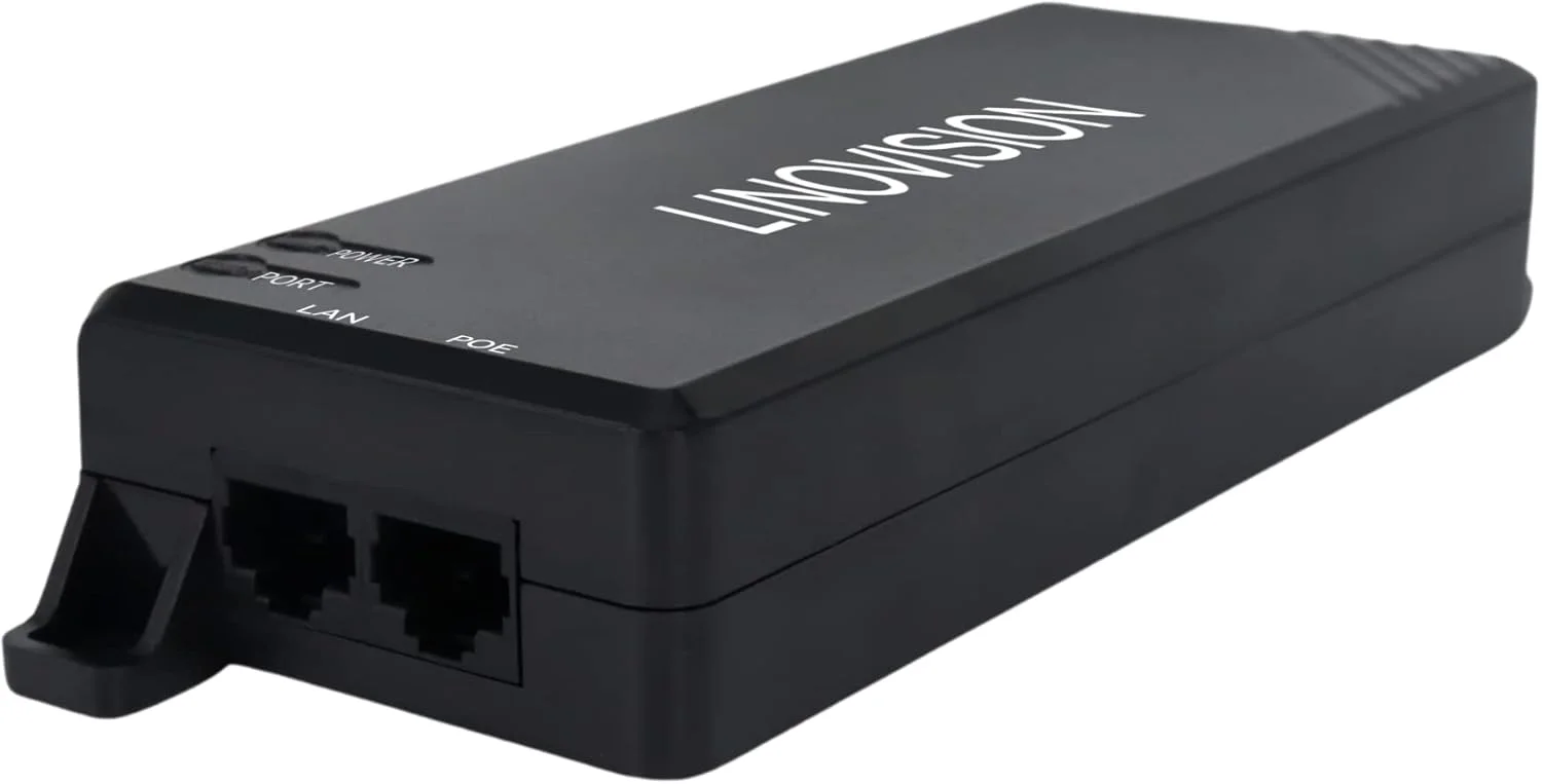 تزریق کننده POE گیگابیتی 90 واتی LINOVISION، تزریق کننده POE تک پورت، میان گذر Hi-POE با سرعت 10/100/1000 مگابیت بر ثانیه، تزریق کننده برق POE برای دوربین PTZ، تلفن VoIP