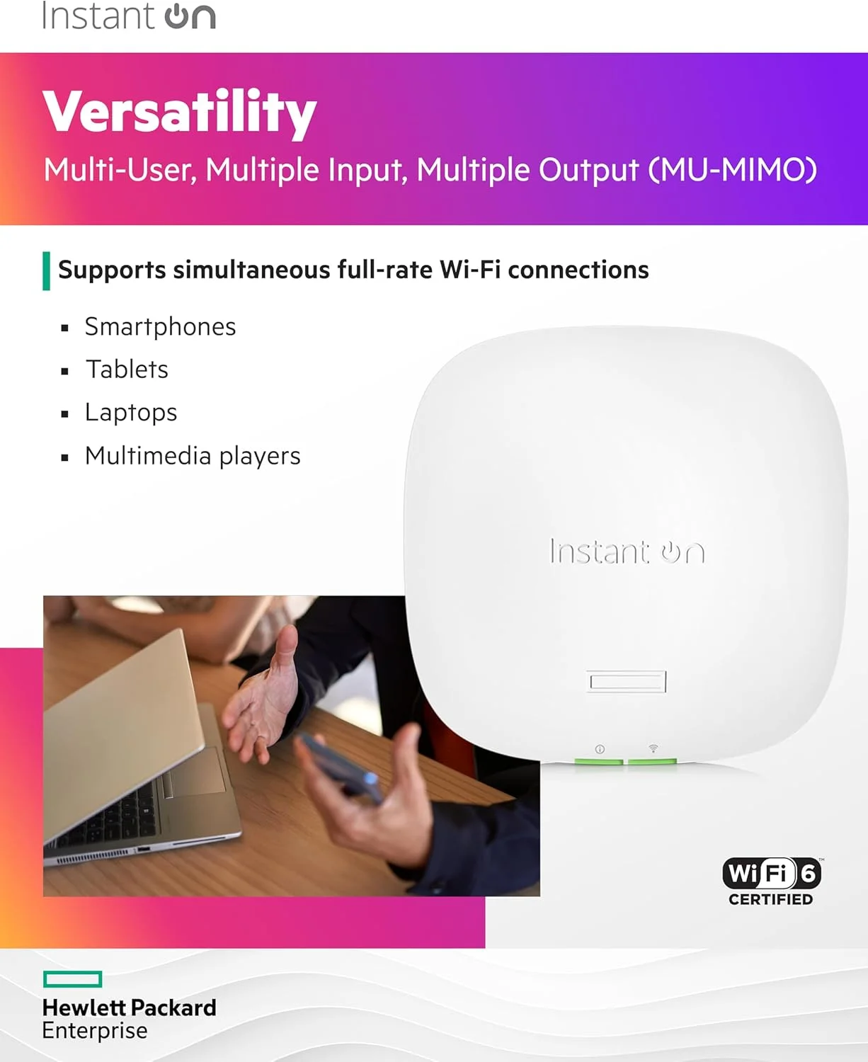 آرووبا از شرکت هیولت پاکارد اینترپرایز Instant On AP22 (R4W01A) | بسته 3 عددی | نقطه دسترسی بیسیم دو بانده Wi-Fi 6 802.11ax | مدل ایالات متحده | منبع تغذیه شامل نمیشود آرووبا از شرکت هیولت پاکارد اینترپرایز Instant On AP22 (R4W01A) | بسته 3 عددی | نقطه دسترسی بیسیم دو بانده Wi-Fi 6 802.11ax | مدل ایالات متحده | منبع تغذیه شامل نمیشود