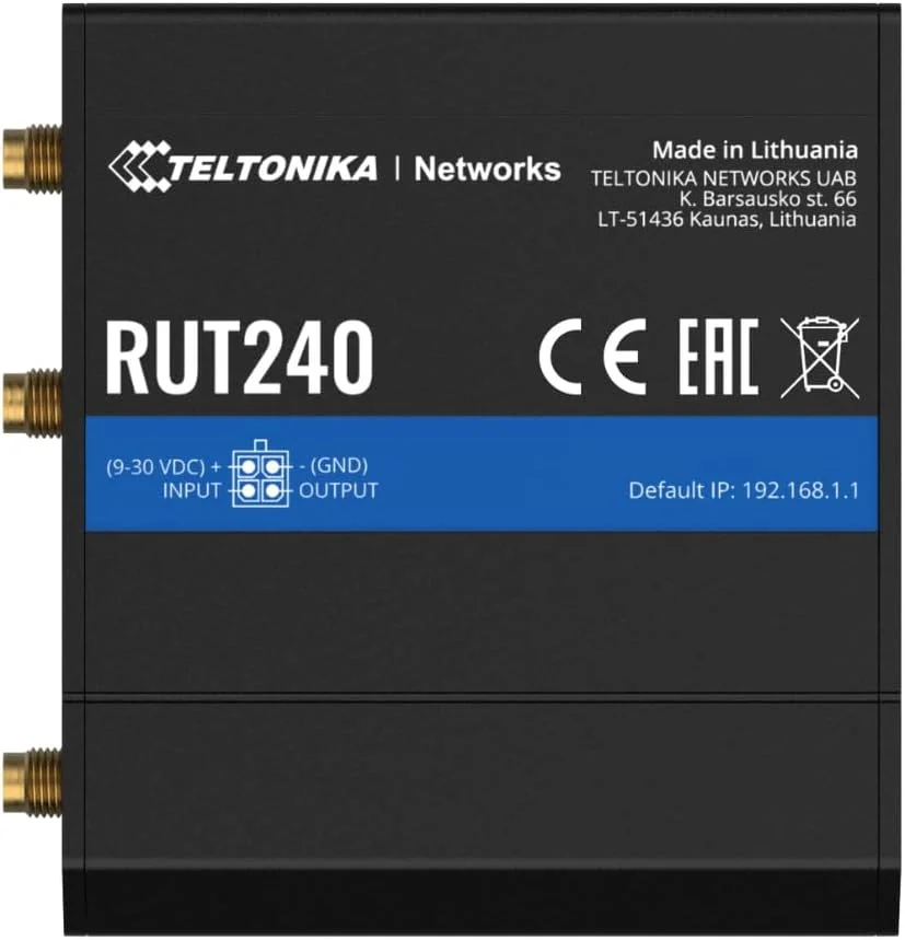 روتر سلولی 4G LTE صنعتی Teltonika RUT2400AU000 (نسخه جدید)، روتر وای فای 4G LTE با DI/DO، VPN پیشرفته، دارای گواهینامه Verizon/AT&T/T-Mobile