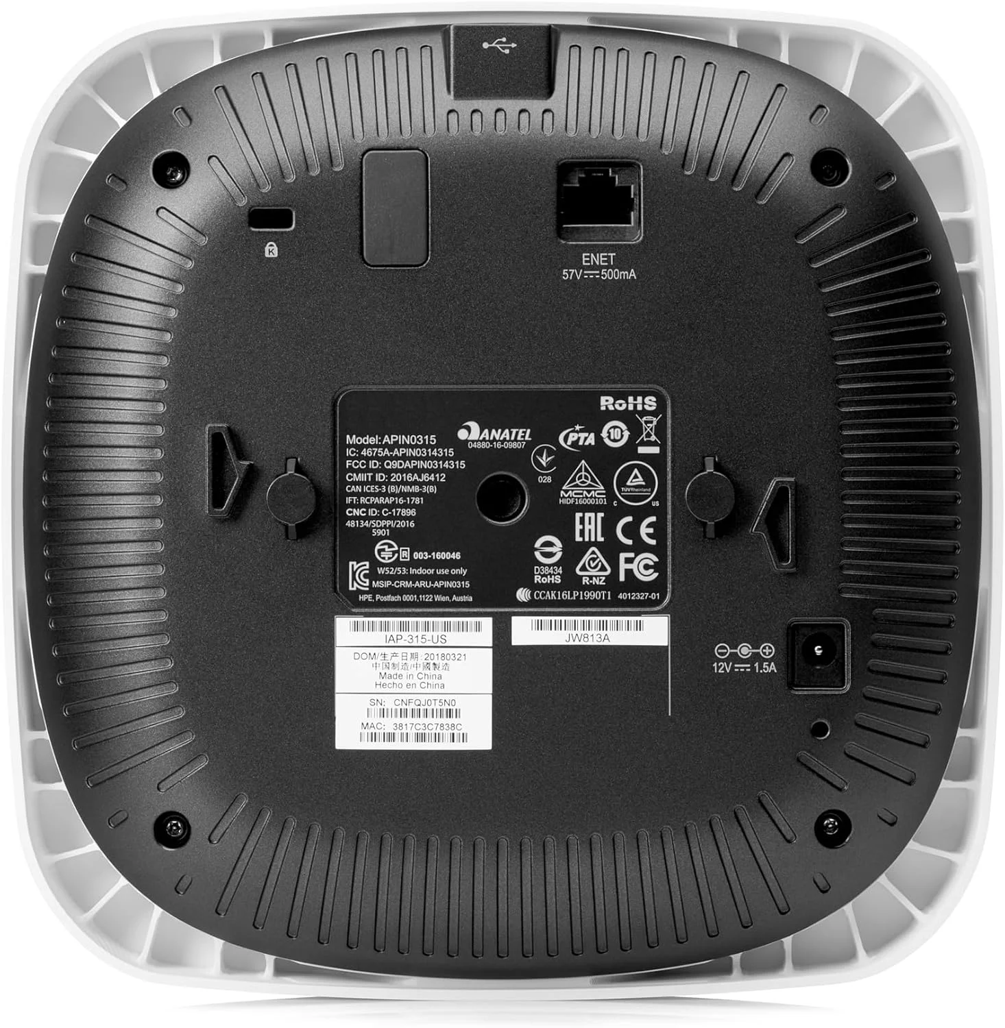 اکسس پوینت بی سیم داخلی HPE Networking Instant On AP15 4x4 WiFi 5 | منبع تغذیه شامل نمی شود | مدل ایالات متحده (R2X05A) اکسس پوینت بی سیم داخلی HPE Networking Instant On AP15 4x4 WiFi 5 | منبع تغذیه شامل نمی شود | مدل ایالات متحده (R2X05A)