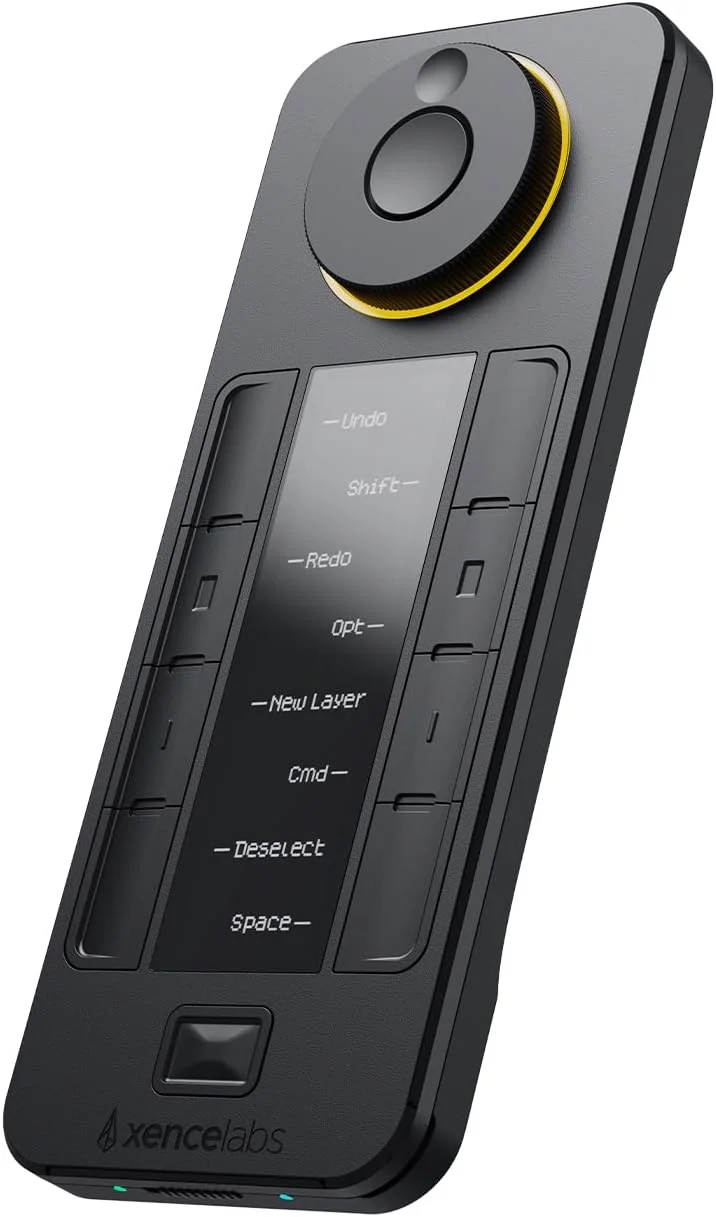 کلیدهای میانبر XENCELABS برای تبلت طراحی/نمایشگر قلم، با 40 کلید میانبر قابل تنظیم، صفحه کلید قابل برنامه ریزی یک دستی با نمایشگر OLED، قابل استفاده به صورت سیمی یا بی سیم برای macOS، Windows و Linux