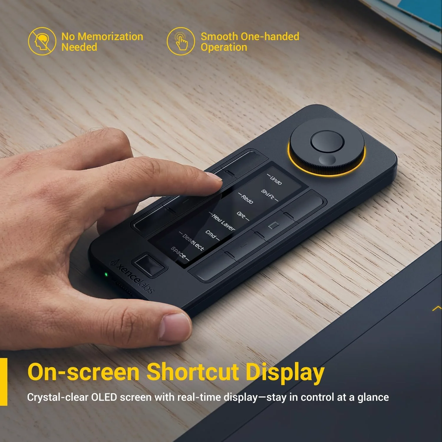 کلیدهای میانبر XENCELABS برای تبلت طراحی/نمایشگر قلم، با 40 کلید میانبر قابل تنظیم، صفحه کلید قابل برنامه ریزی یک دستی با نمایشگر OLED، قابل استفاده به صورت سیمی یا بی سیم برای macOS، Windows و Linux