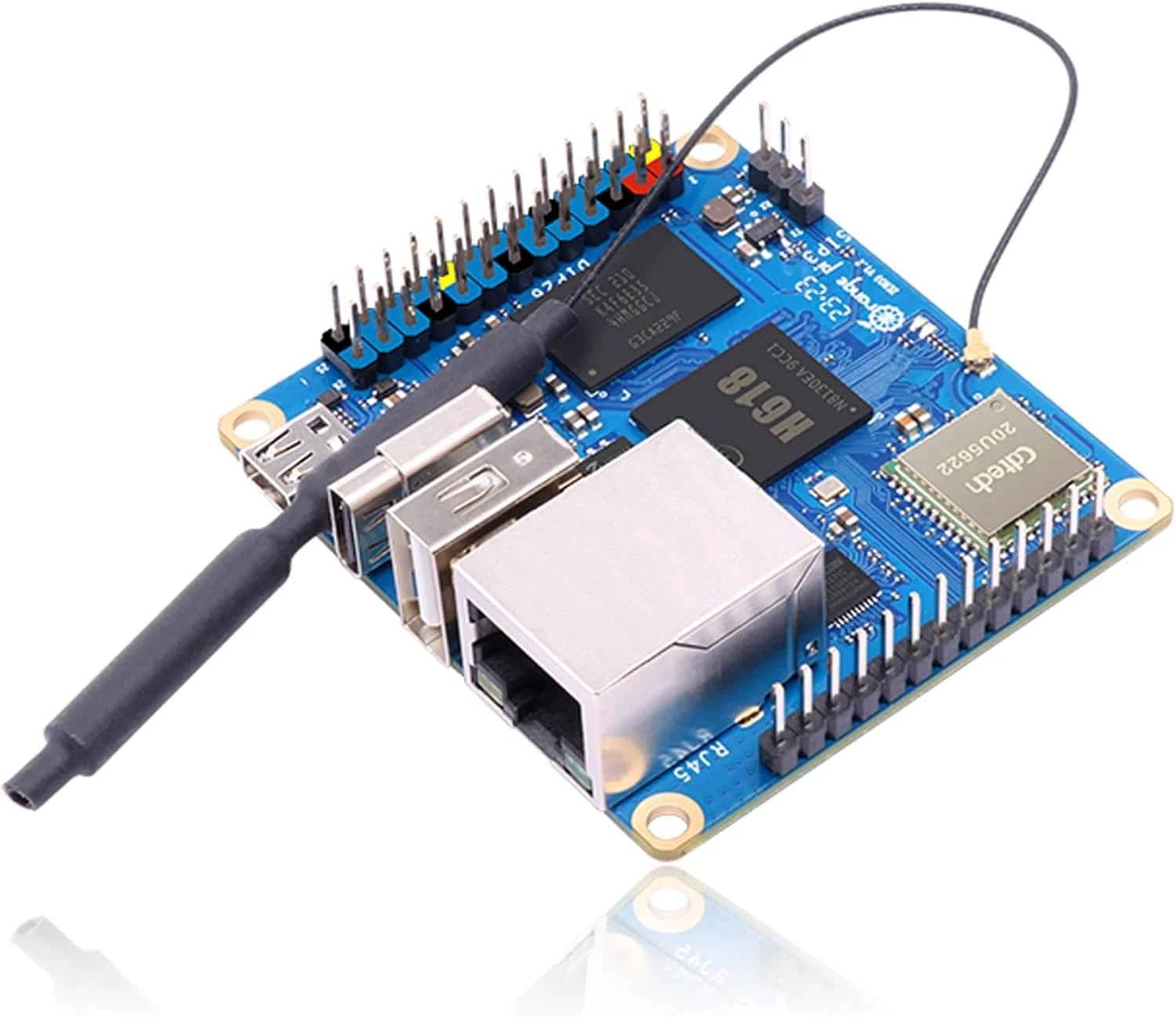 MiiElAOD اورنج پای زیرو 3 با 4 گیگابایت رم، پردازنده Allwinner H618 64 بیتی، USB 2.0، وای فای دو بانده 5+BT 5.0، پورت گیگابیتی LAN، مینی پی سی متن باز تک بردی (برد زیرو 3 با 4 گیگابایت)