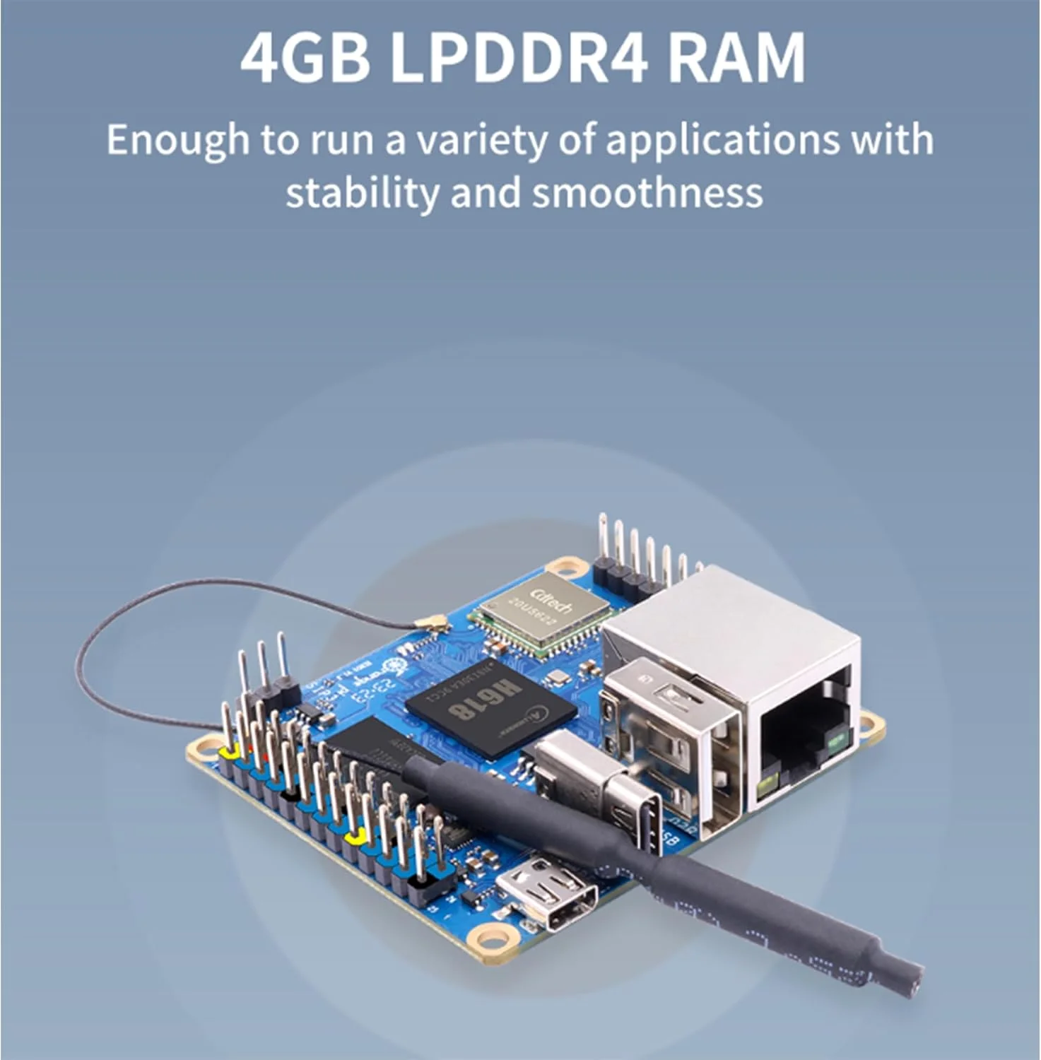 MiiElAOD اورنج پای زیرو 3 با 4 گیگابایت رم، پردازنده Allwinner H618 64 بیتی، USB 2.0، وای فای دو بانده 5+BT 5.0، پورت گیگابیتی LAN، مینی پی سی متن باز تک بردی (برد زیرو 3 با 4 گیگابایت)