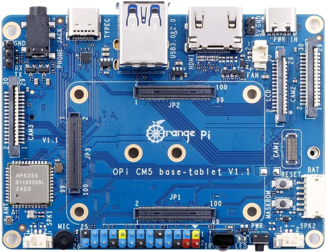 برد پایه تبلت Orange Pi CM5 با رابط غنی، تا 8K @60Hz، با Wi-Fi5+BT 5.0 و پشتیبانی از BLE برای Orange Pi CM5