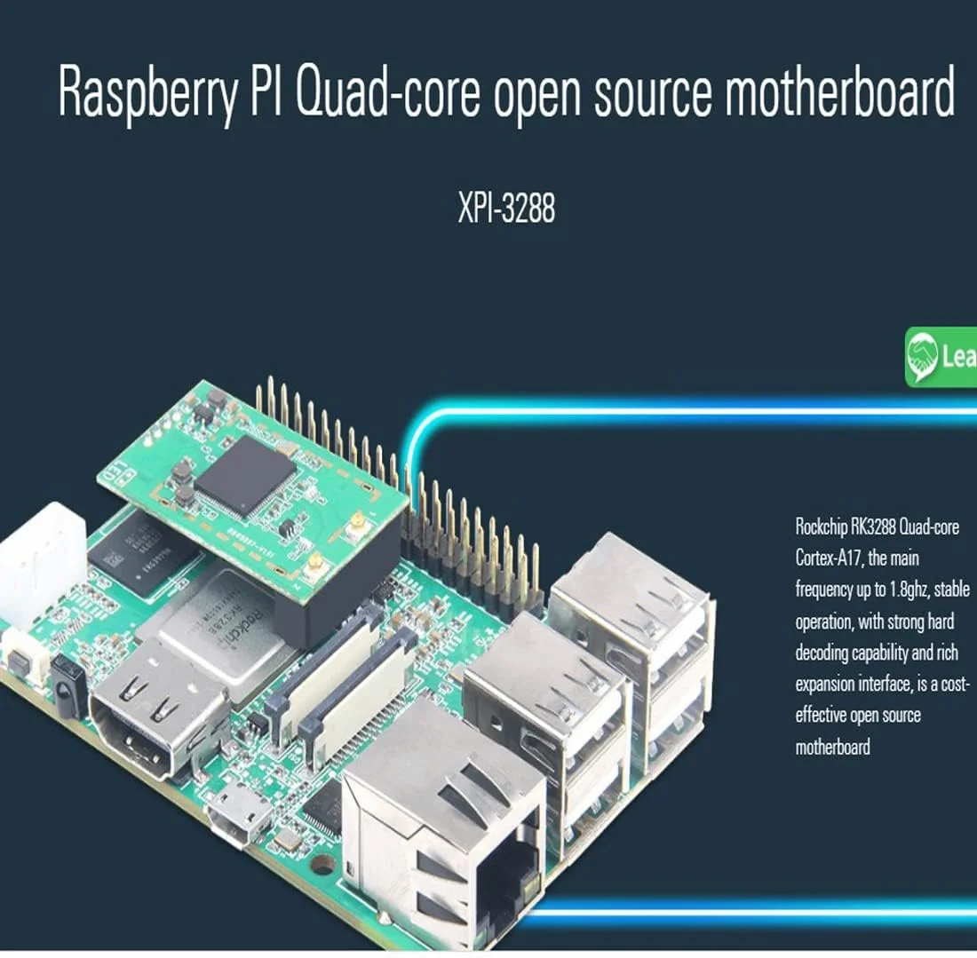 برد توسعه کامپیوتر تک بردی اندروید Geniatech XPI-3288، پردازنده چهار هسته ای Rockchip RK3288، رم 2 گیگابایتی، حافظه فلش 16 گیگابایتی EMMC
