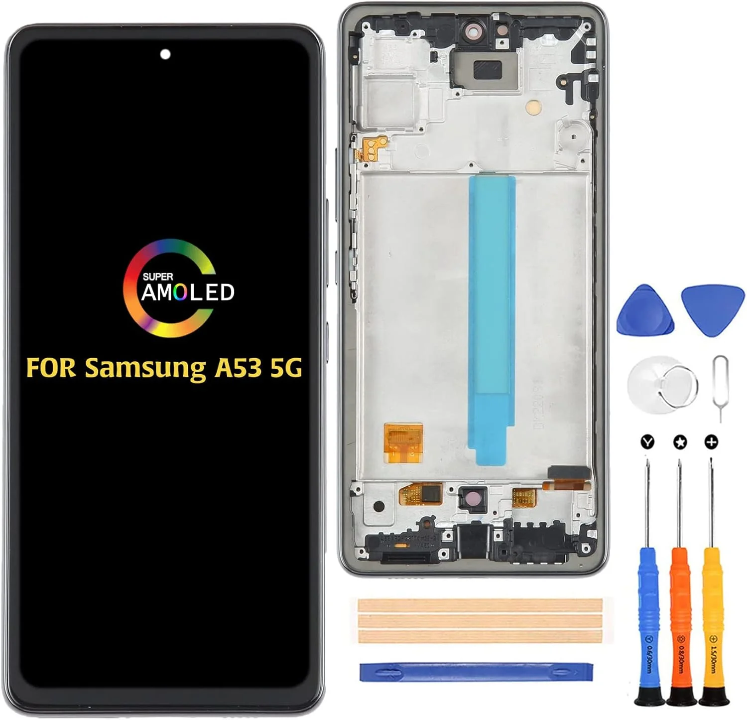 صفحه نمایش جایگزین A-MIND برای سامسونگ A53 5G A536 (OLED با قاب) مدل های A536B A536U A5360 A536E A536V، صفحه لمسی LCD به همراه ابزار تعمیر