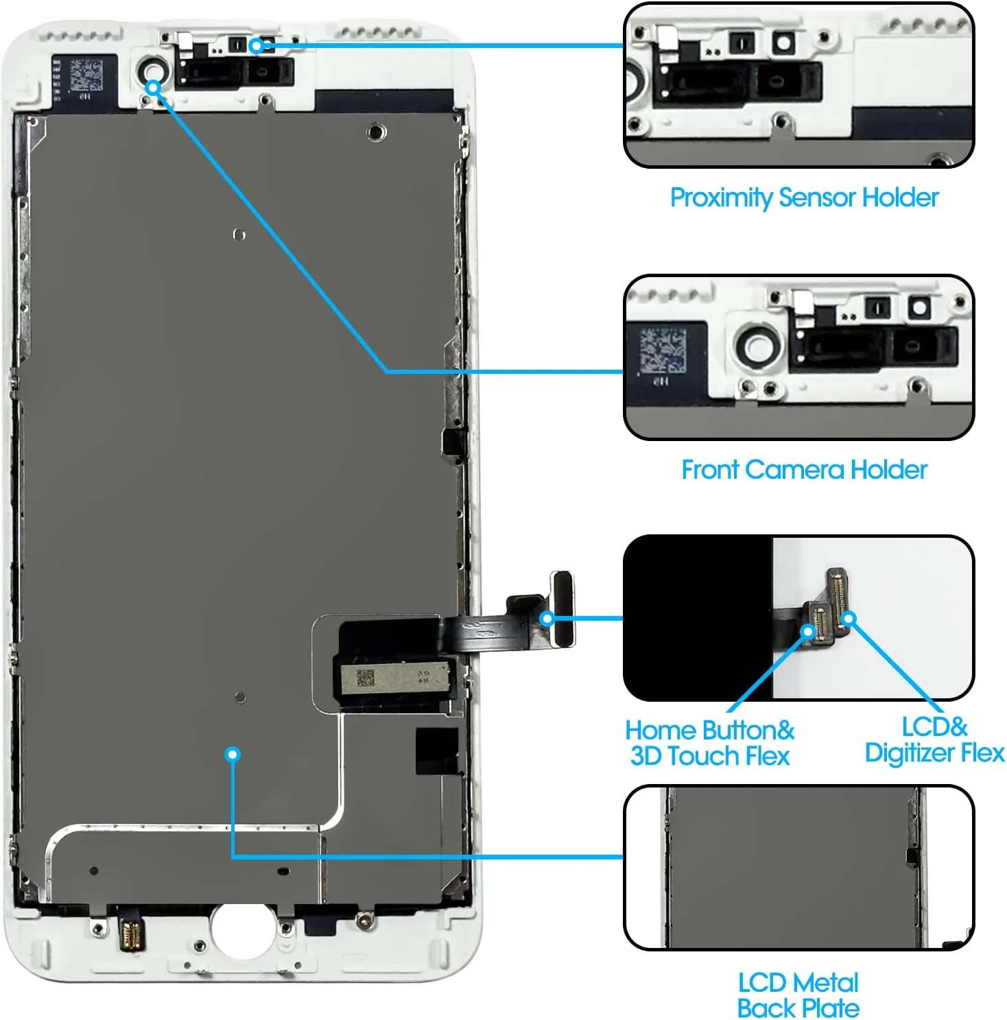 تعویض صفحه نمایش با کیفیت DIYREpair برای آیفون 7 (4.7 اینچ) - LCD لمسی کامل 3D - مجموعه تعویض شیشه نمایشگر دیجیتایزر لمسی LCD با چسب ضد آب، شیشه حرارت دیده، ابزار و دستورالعمل