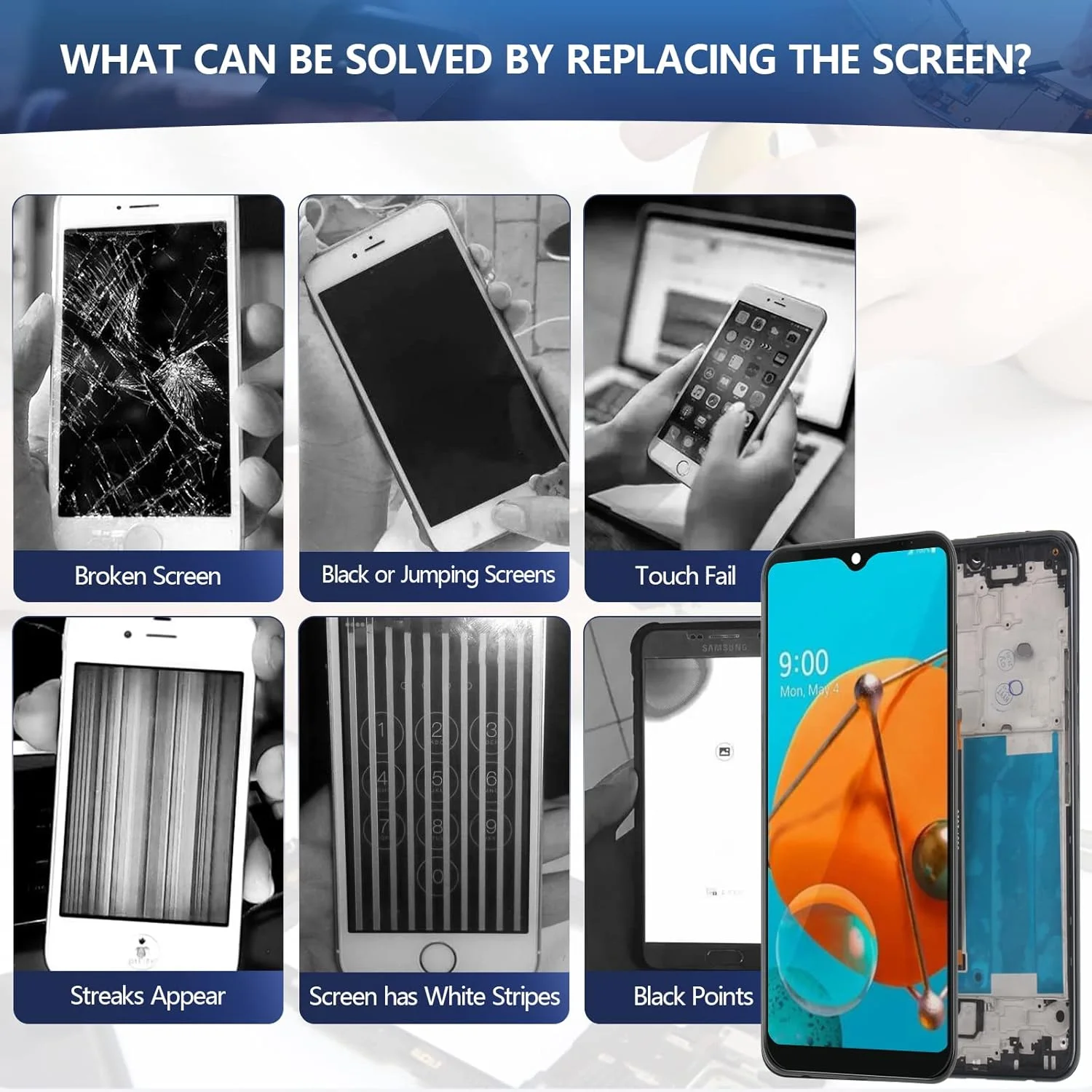 صفحه نمایش جایگزین YWLRONG برای LG K51، تاچ دیجیتایزر برای ال سی دی LG K51 مدل K500 K500UM K500KM K500MM LMK500MM، مجموعه پنل ال سی دی با کیت (مشکی با قاب) صفحه نمایش جایگزین YWLRONG برای LG K51، تاچ دیجیتایزر برای ال سی دی LG K51 مدل K500 K500UM K500KM K500MM LMK500MM، مجموعه پنل ال سی دی با کیت (مشکی با قاب)