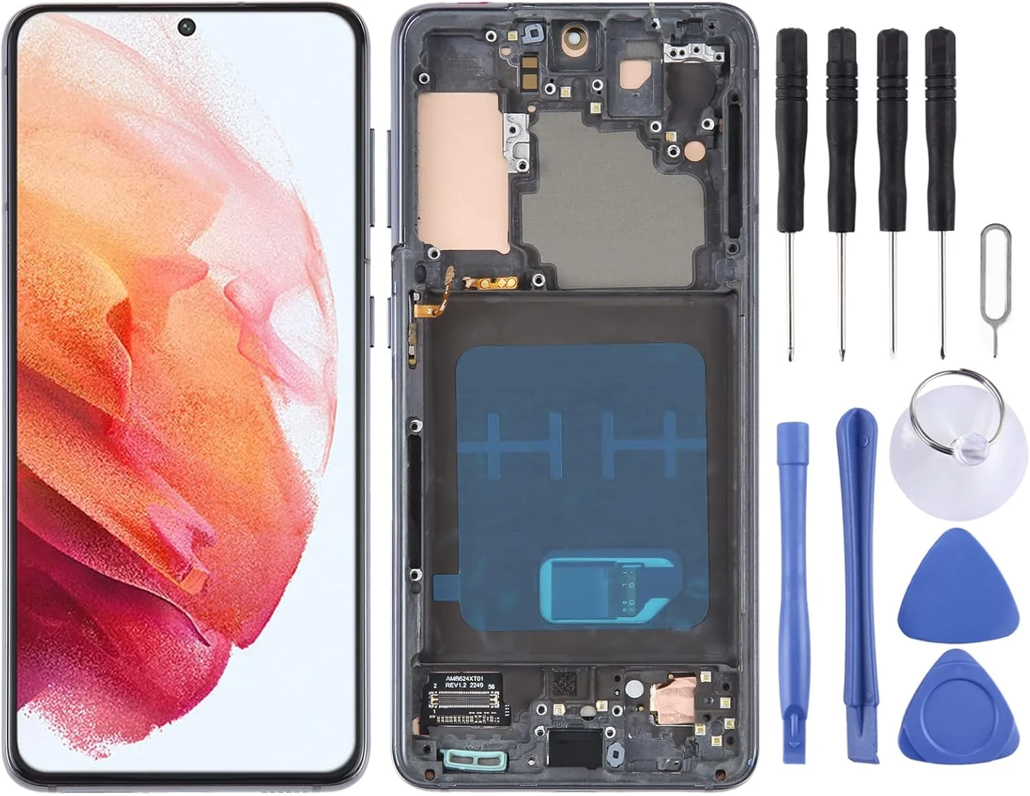 صفحه نمایش LCD با جنس OLED 6.2 اینچی مناسب برای گوشی گلکسی S21 5G SM-G991B به همراه فریم (مشکی)