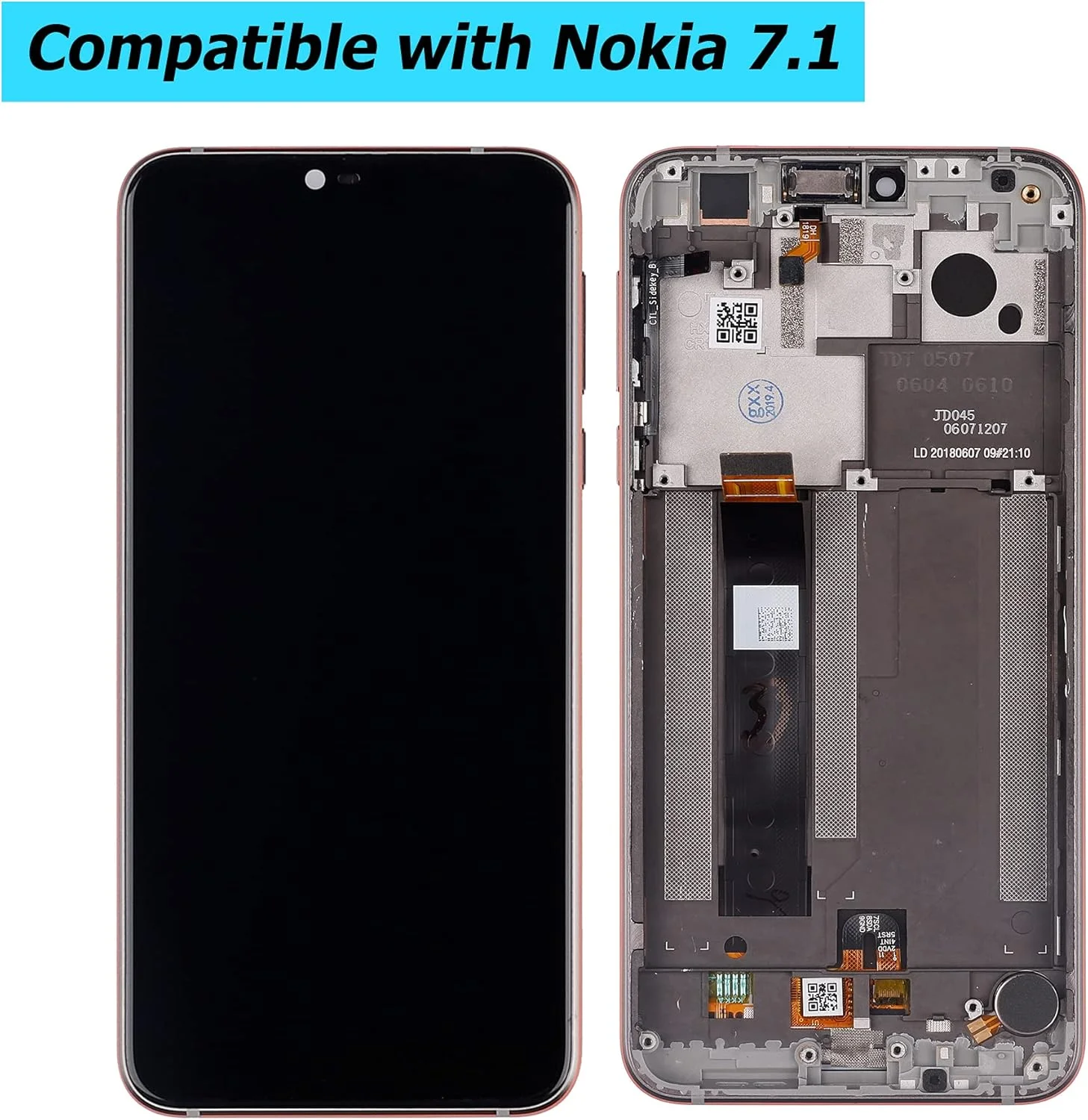صفحه نمایش LCD سازگار با نوکیا 7.1 مدل های TA-1100 TA-1097 TA-1085 TA-1095 TA-1096 به همراه فریم فولادی براق، تاچ اسکرین و ابزار تعمیر
