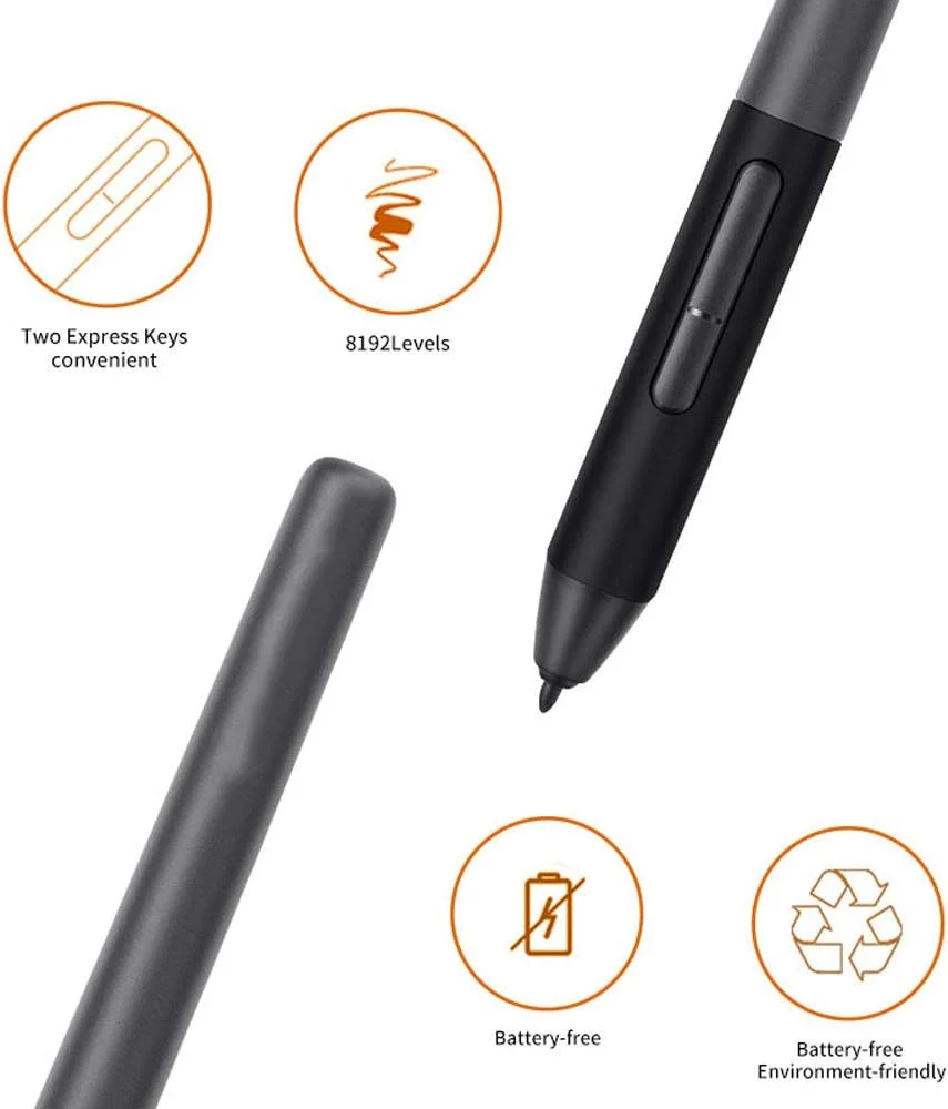 مانیتور تبلت طراحی دیجیتال گرافیک HD با 8 کلید میانبر و قلم بدون نیاز به باتری