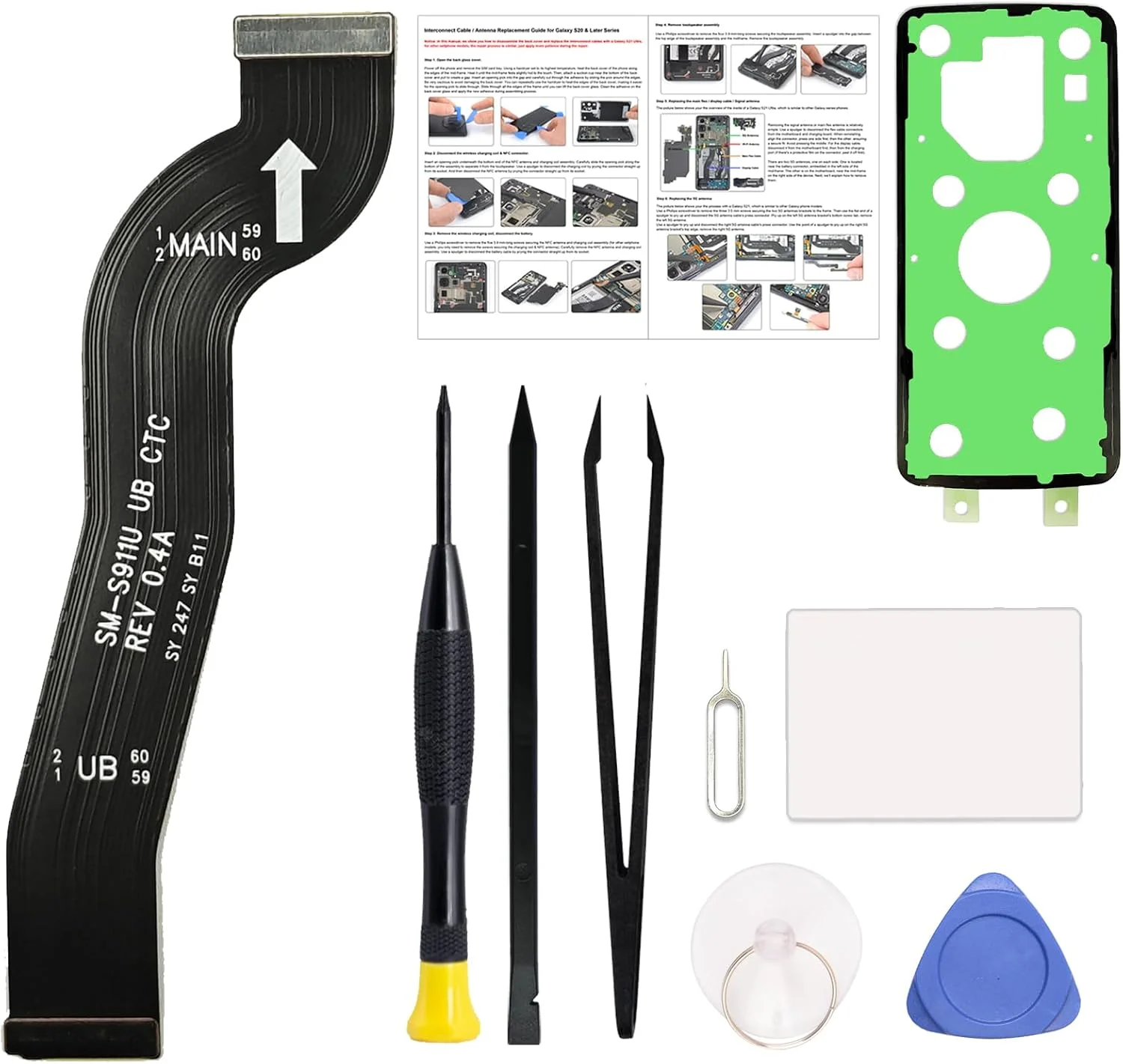 کابل فلت ال سی دی جایگزین برای گلکسی اس 23، سازگار با سری Samsung S23 5G SM-S911U/B، به همراه ابزار و راهنما