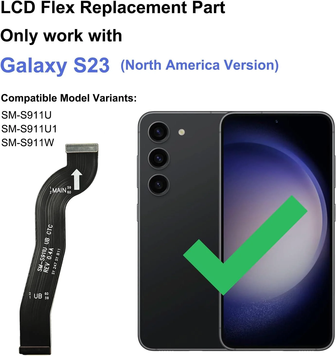 کابل فلت ال سی دی جایگزین برای گلکسی اس 23، سازگار با سری Samsung S23 5G SM-S911U/B، به همراه ابزار و راهنما