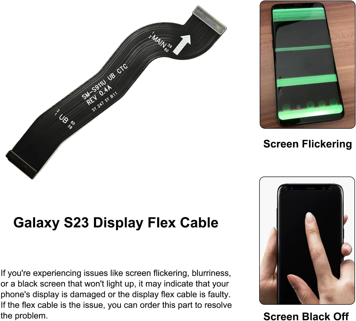 کابل فلت ال سی دی جایگزین برای گلکسی اس 23، سازگار با سری Samsung S23 5G SM-S911U/B، به همراه ابزار و راهنما
