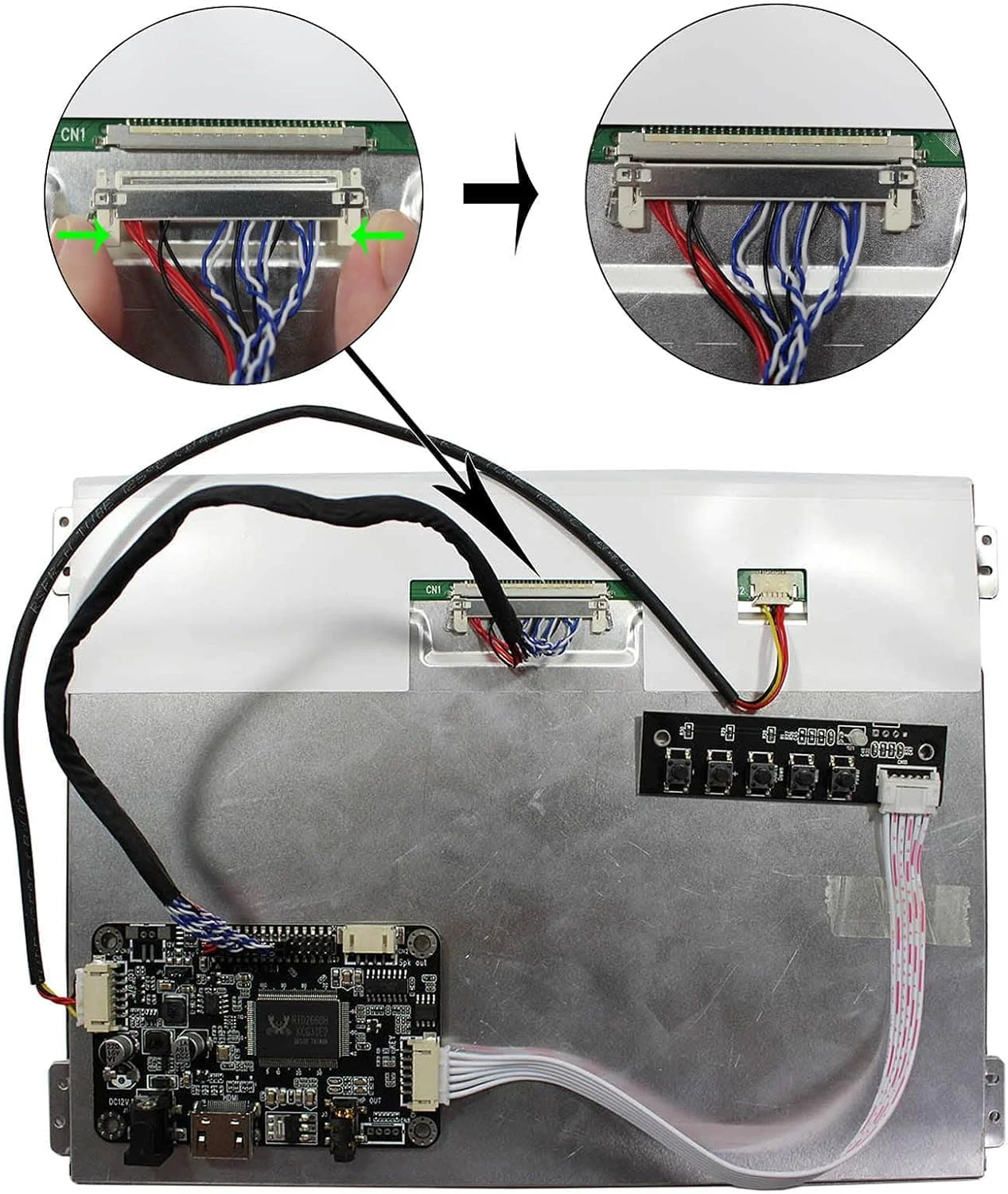 VSDISPLAY صفحه نمایش 10.4 اینچی VS104T-004A با رزولوشن 1024x768 و روشنایی 600nit IPS به همراه برد کنترلر LCD، جایگزین برای G104XVN01.0/G104X1-L03