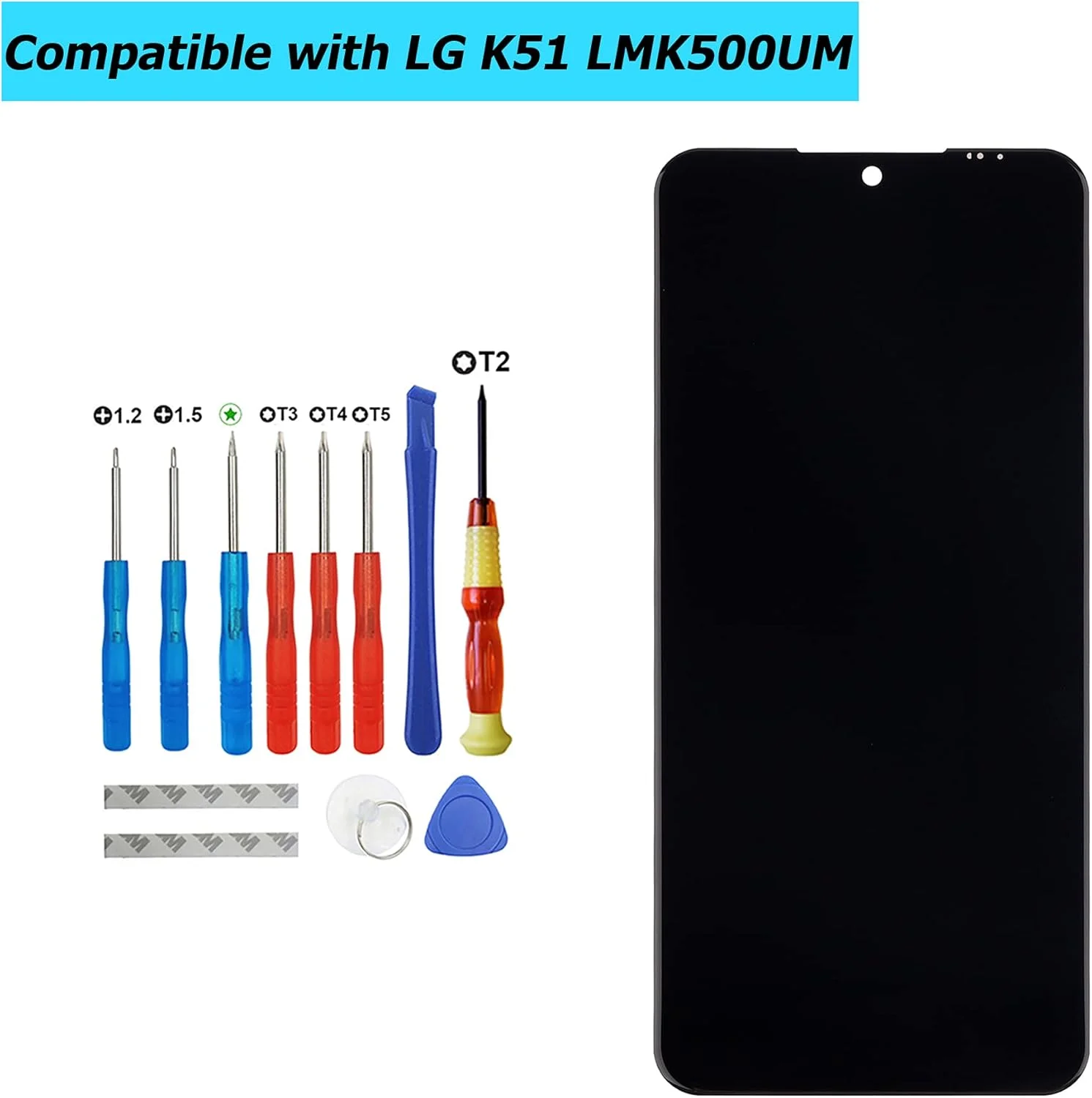 صفحه نمایش ال سی دی Vvsialeek سازگار با LG K51 LMK500UM LMK500UMT3 LMK500QM K500QMT 6.5 اینچ به همراه ابزار تعویض