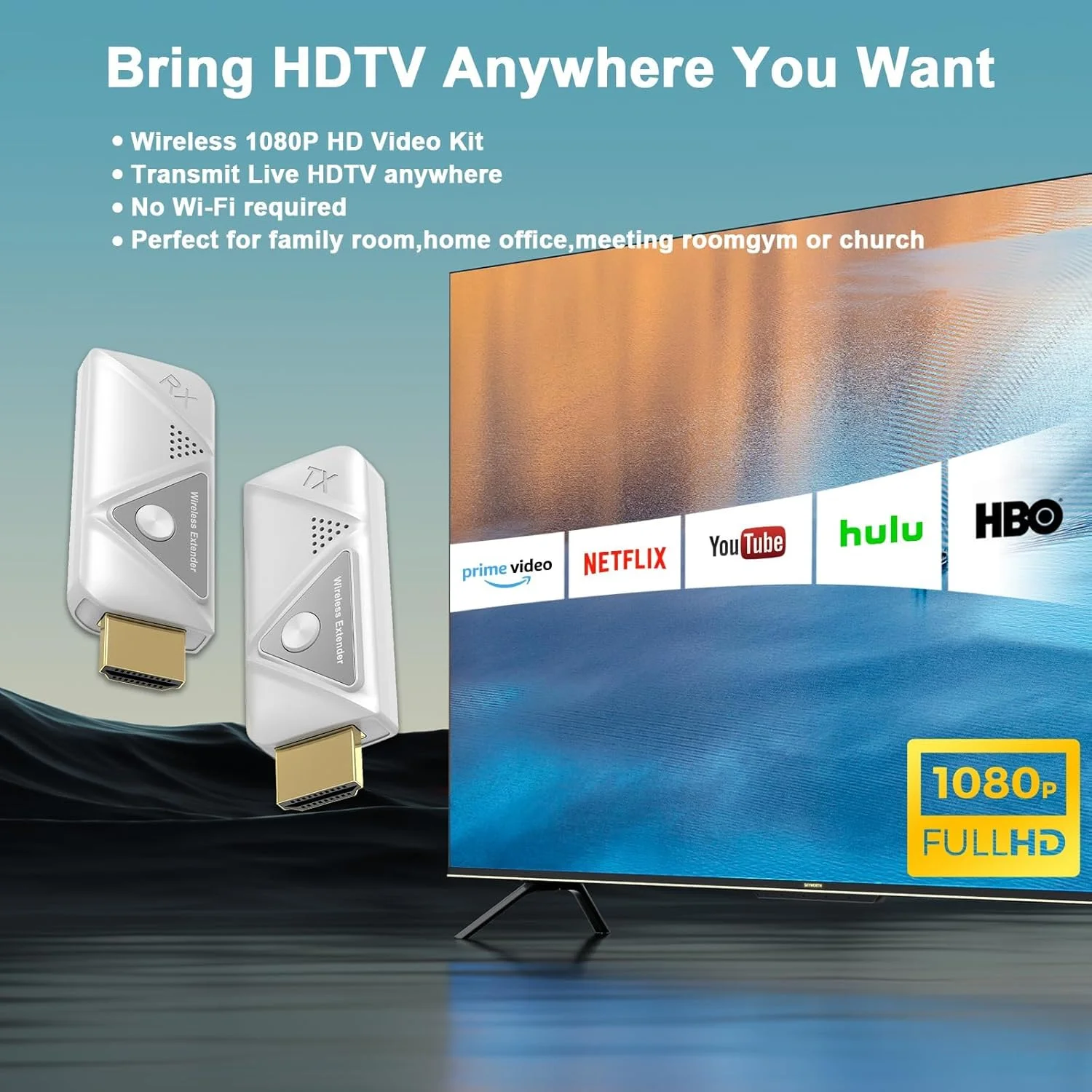 فرستنده و گیرنده بی سیم HDMI، توسعه دهنده بی سیم HDMI، انتقال بی سیم HDMI 2.4G/5G، اتصال آسان، برای پخش ویدئو و صدا به مانیتور لپ تاپ/کامپیوتر/جعبه تلویزیون/پروژکتور