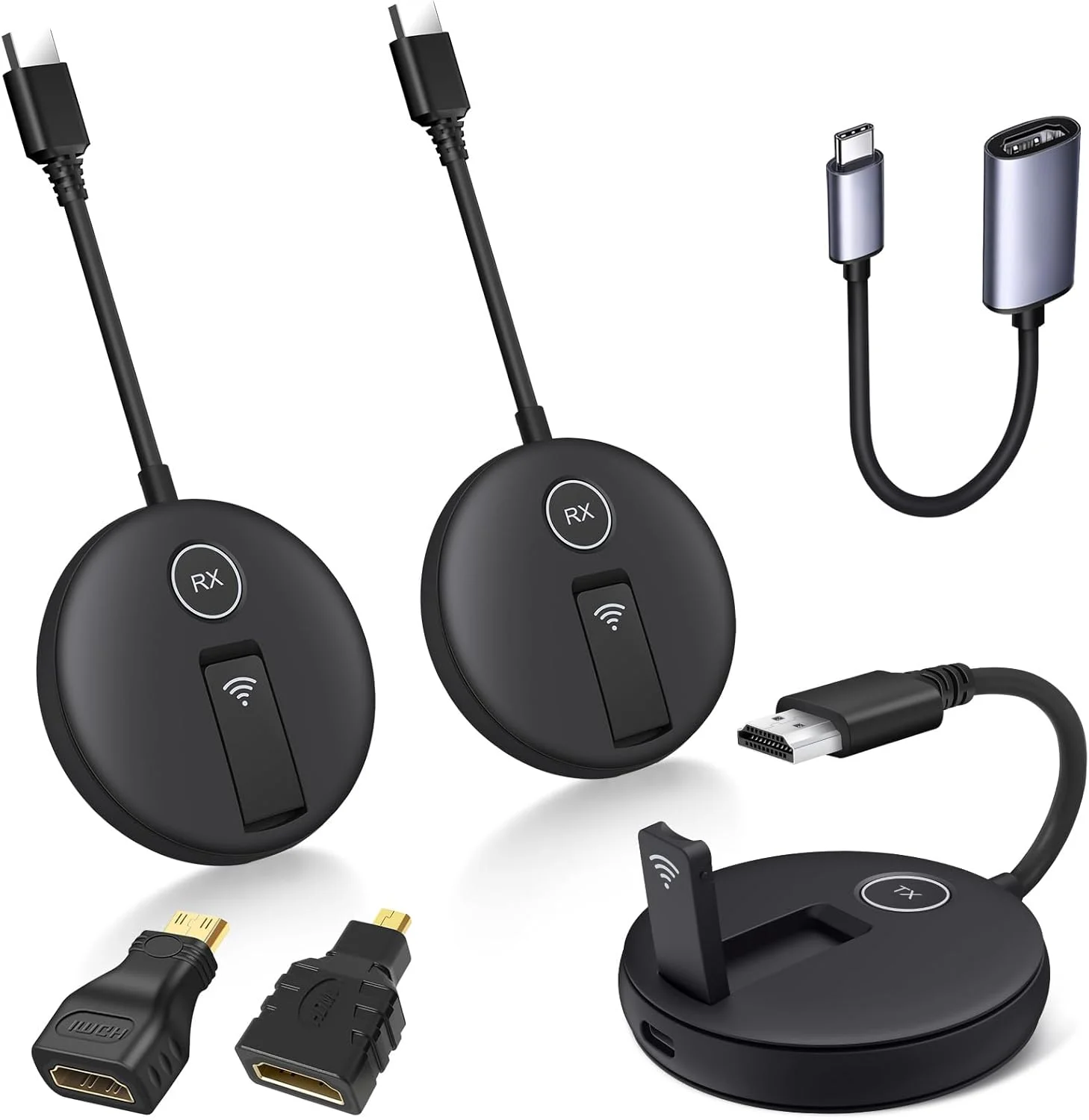 انتقال دهنده و گیرنده HDMI بی سیم YUYUNLOMN، دو گیرنده و یک انتقال دهنده، 50 متر، @60fps، تا 4 گیرنده (تلویزیون)، 2.4/5 گیگاهرتز بی سیم به چندین نمایشگر، آداپتور HDMI بی سیم برای تلویزیون/دوربین انتقال دهنده و گیرنده HDMI بی سیم YUYUNLOMN، دو گیرنده و یک انتقال دهنده، 50 متر، @60fps، تا 4 گیرنده (تلویزیون)، 2.4/5 گیگاهرتز بی سیم به چندین نمایشگر، آداپتور HDMI بی سیم برای تلویزیون/دوربین