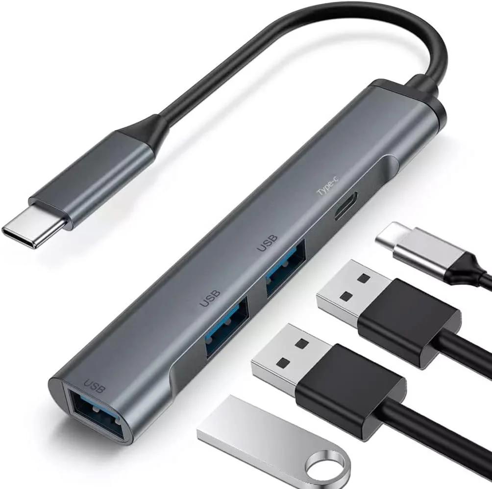 آداپتور هاب 4 در 1 PD USB-C سازگار با Samsung Galaxy Tab A7/Lite/A8/A9/A9 Plus, Tab S7/S8/S9/10/Ultra/Plus/FE - درگاه شارژر Type-C اسپلیتر USB