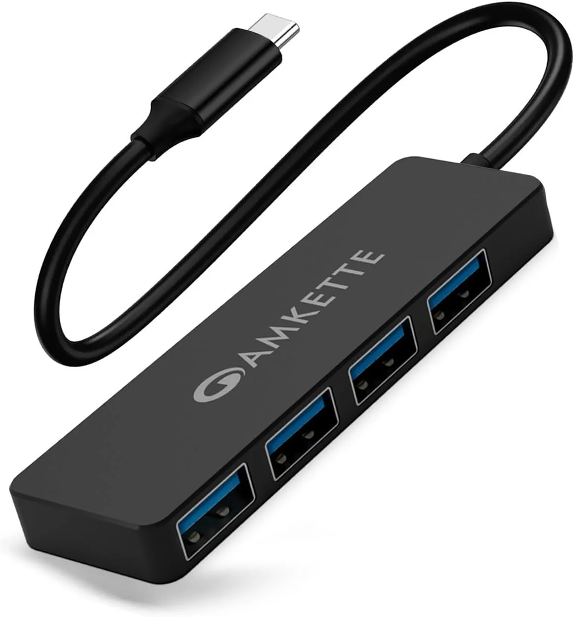 هاب USB 3.0 نوع C آمکت با 4 پورت برای لپ تاپ، مک بوک، کروم بوک، تبلت و تلفن های هوشمند (مشکی)
