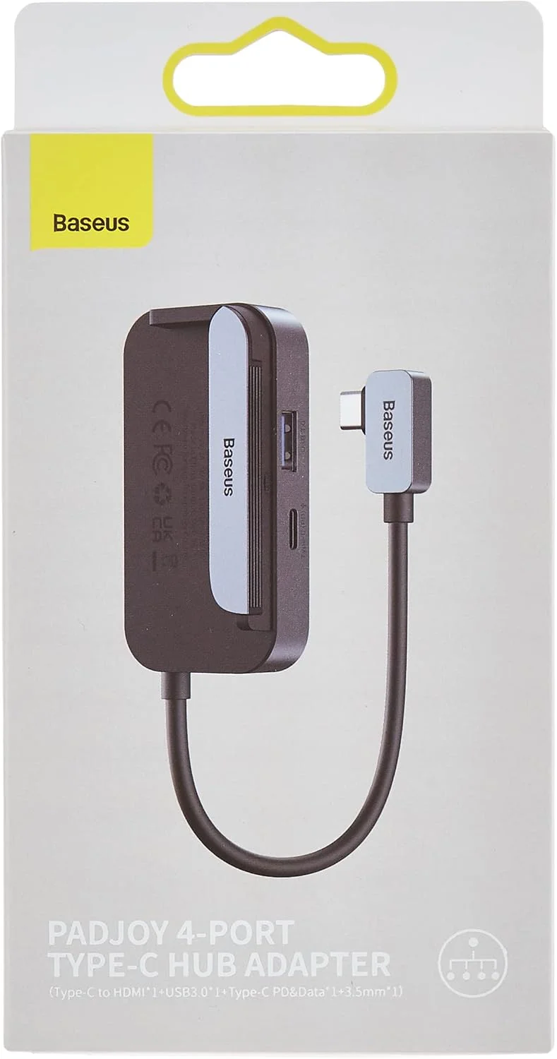 آداپتور هاب 4 پورت Type-C بیسوس مدل PadJoy - خاکستری تیره