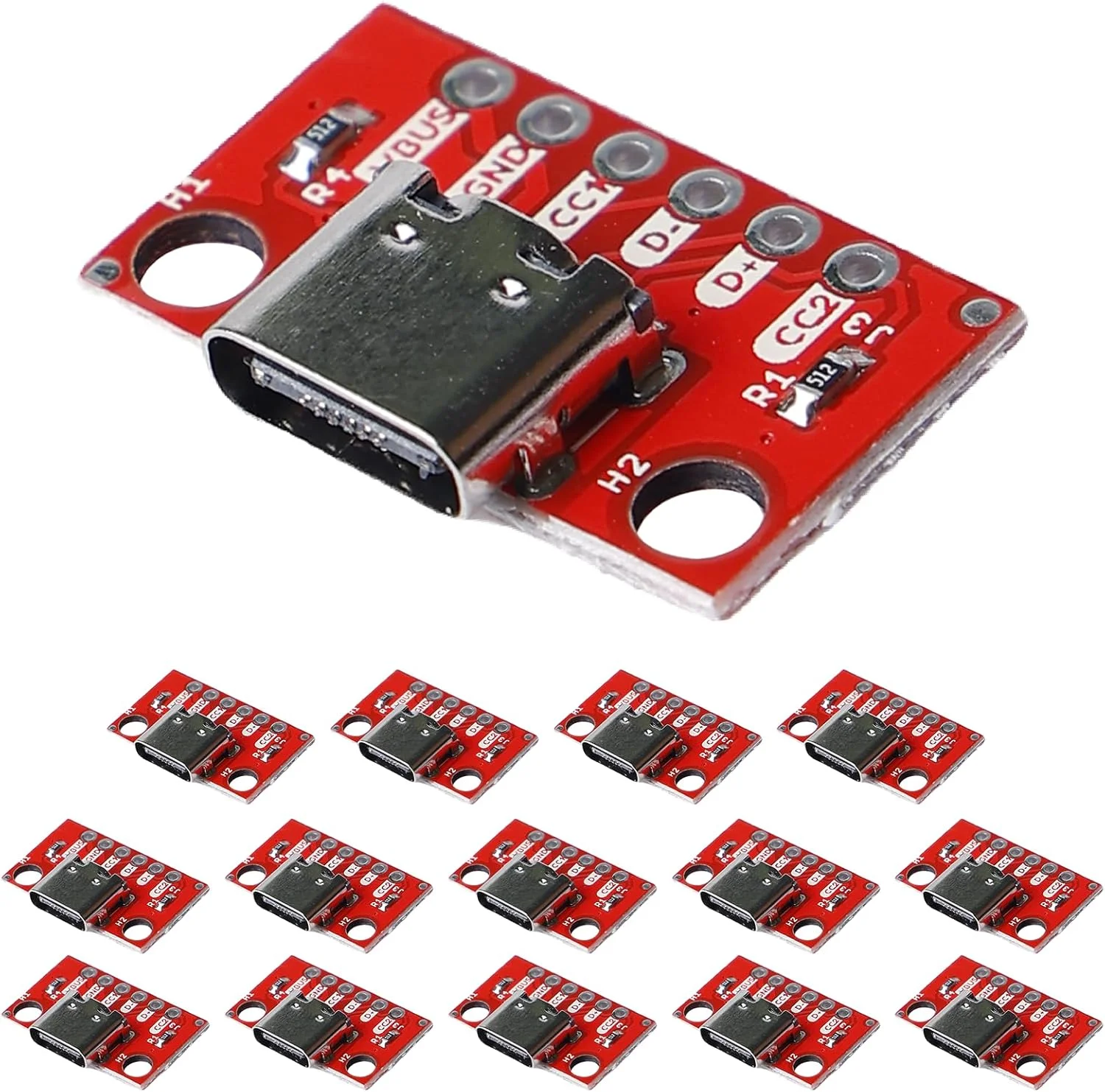 مجموعه 15 عددی برد توسعه USB نوع C: بردهای توسعه USB نوع C، ماژول برد منبع تغذیه جریان بالا 2.54، برد تست برای اتصال مادگی نوع C
