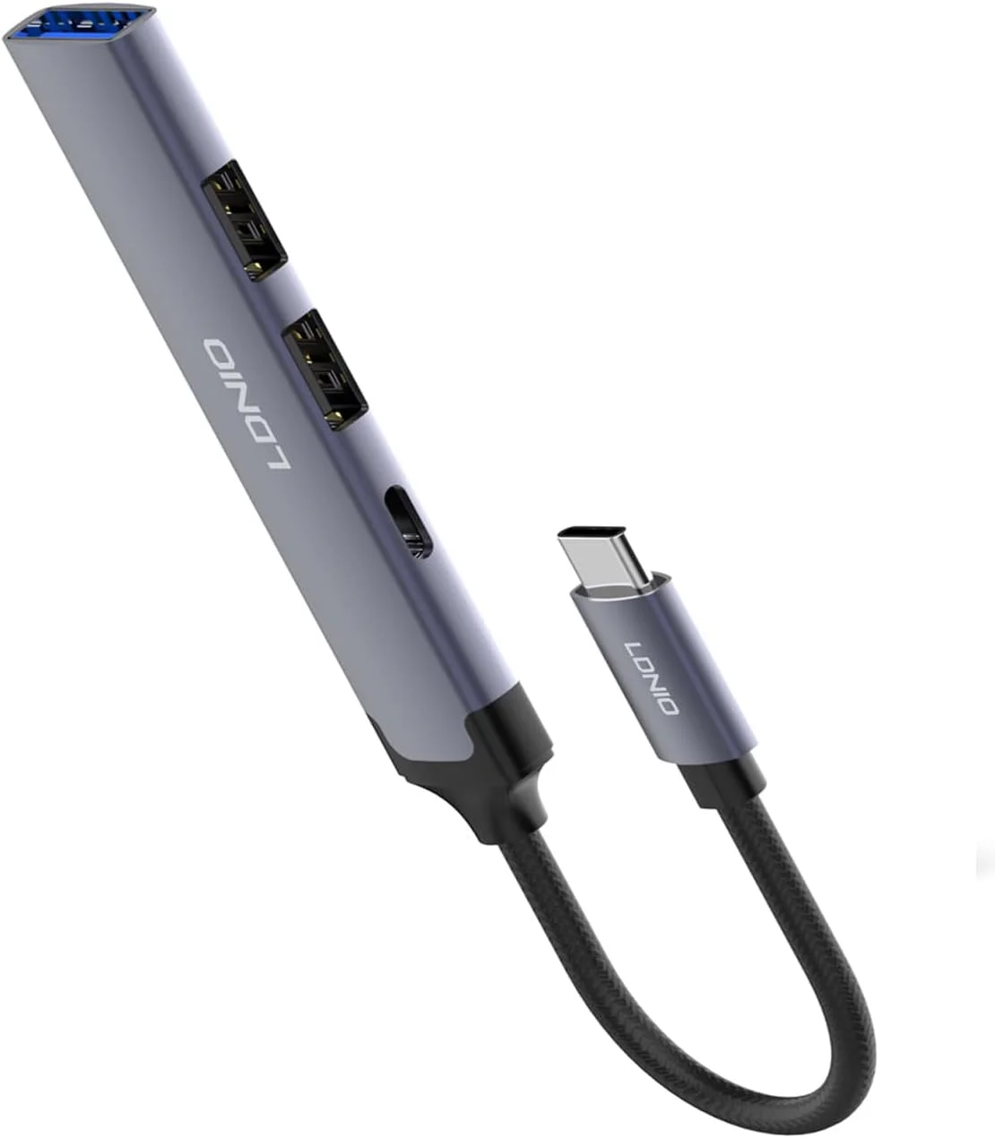 هاب USB سریع 4 در 1 LDNIO با اسپلیتر Type C به USB 3.0 - انتقال داده با کیفیت عالی و اسپلیتر USB پرسرعت 5 گیگابیت بر ثانیه سازگار با MacBook Pro/Air، iPad Pro، Dell، iMac و غیره.