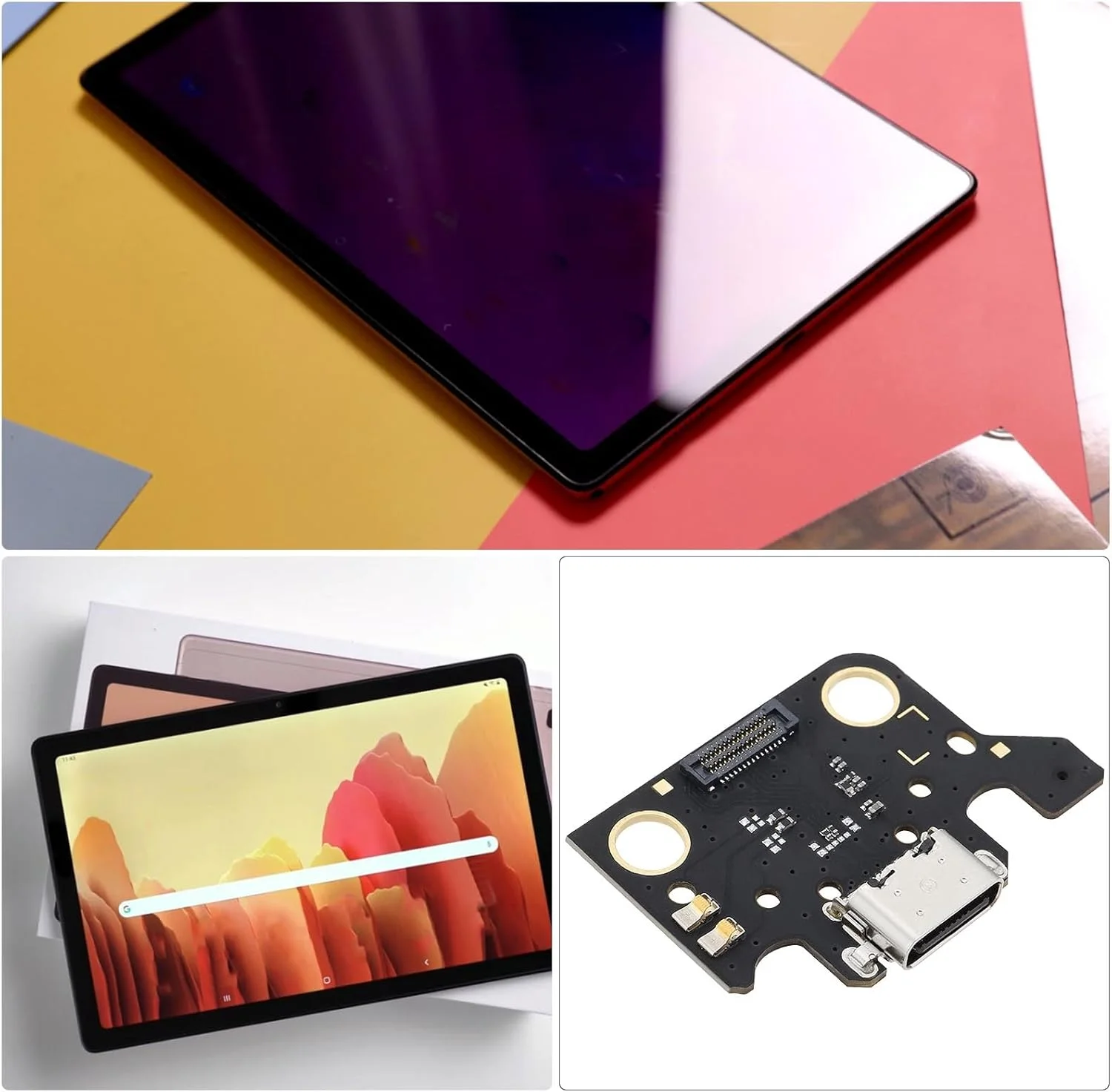 مجموعه 2 عددی پورت شارژ USB Type-C جایگزین سازگار با تبلت سامسونگ گلکسی تب A7 10.4 مدل SM-T500 T505، قطعه تعمیر کابل فلت پورت