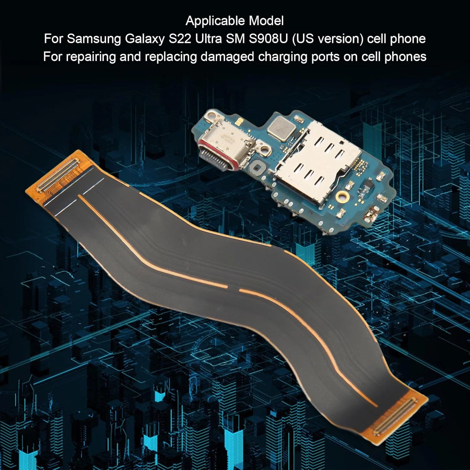 ماژول برد سوکت اتصال درگاه شارژر USB نوع C جایگزین برای S22 Ultra S908U نسخه ایالات متحده، کابل درگاه شارژ USB PCB با کیت ابزار کامل