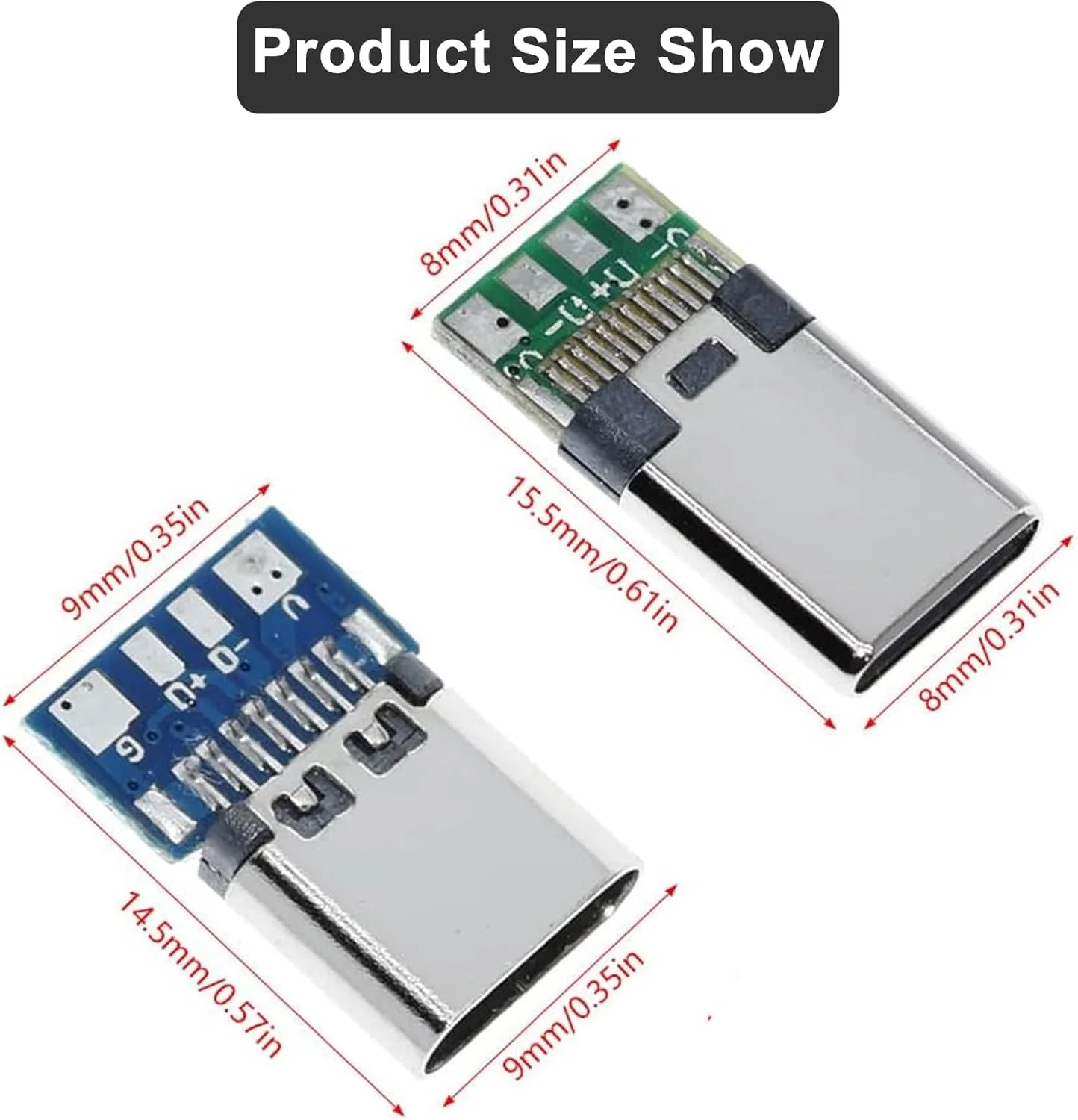 برد توسعه USB 3.1 نوع C نر و ماده، ماژول لحیم کاری سوکت نر USB C، بسته 10 عددی برد DIY نر و ماده USB C