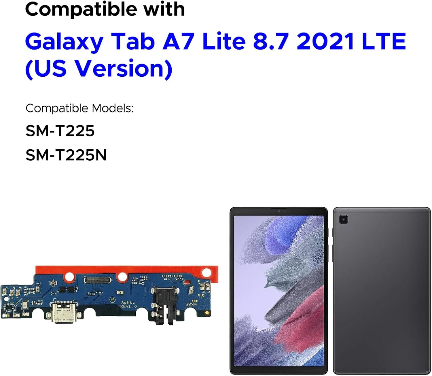 کیت تعویض درگاه شارژ GREEN FUSION سازگار با Galaxy Tab A7 Lite 8.7 2021 LTE، برد داک کانکتور USB-C برای تبلت Tab A7 Lite 8.7 2021 LTE SM-T225، همراه با دستورالعمل و ابزار