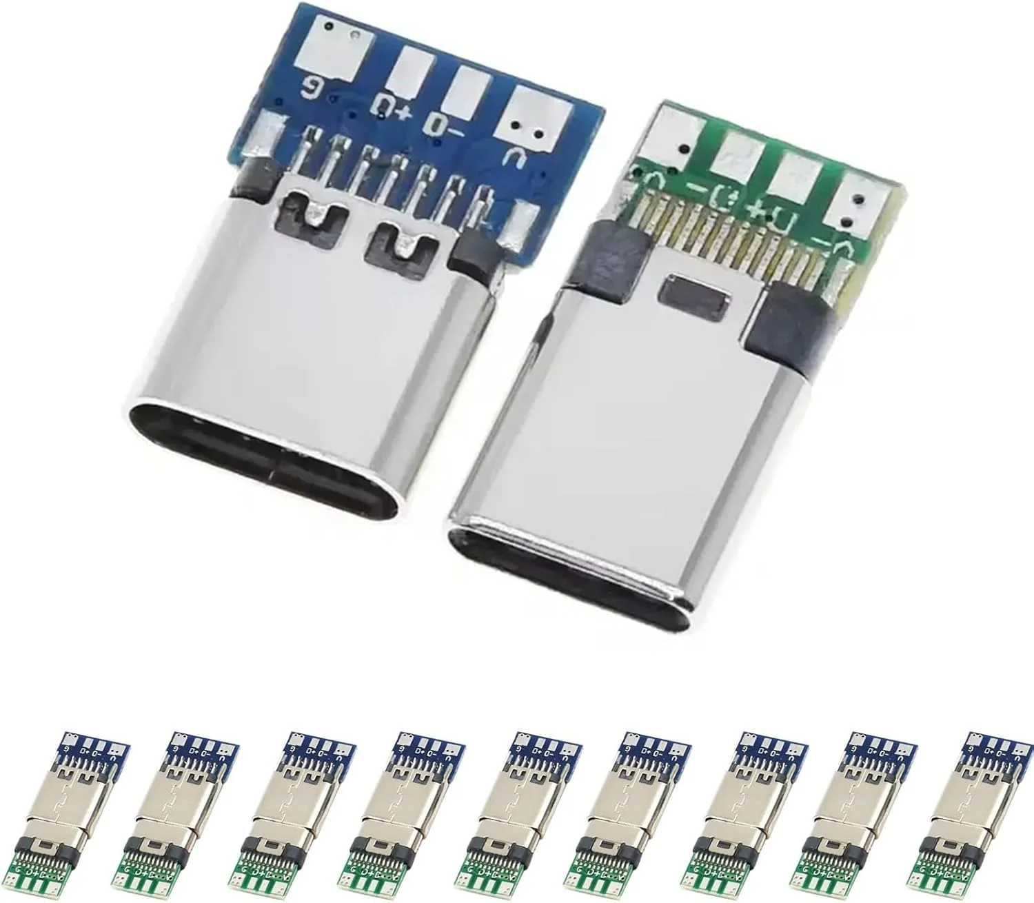 مجموعه 10 عددی کانکتور USB نوع C – 5 عدد پلاگ نر و 5 عدد سوکت مادگی برد توسعه USB نوع C برای لحیم کاری، ماژول توسعه USB نوع C پرسرعت