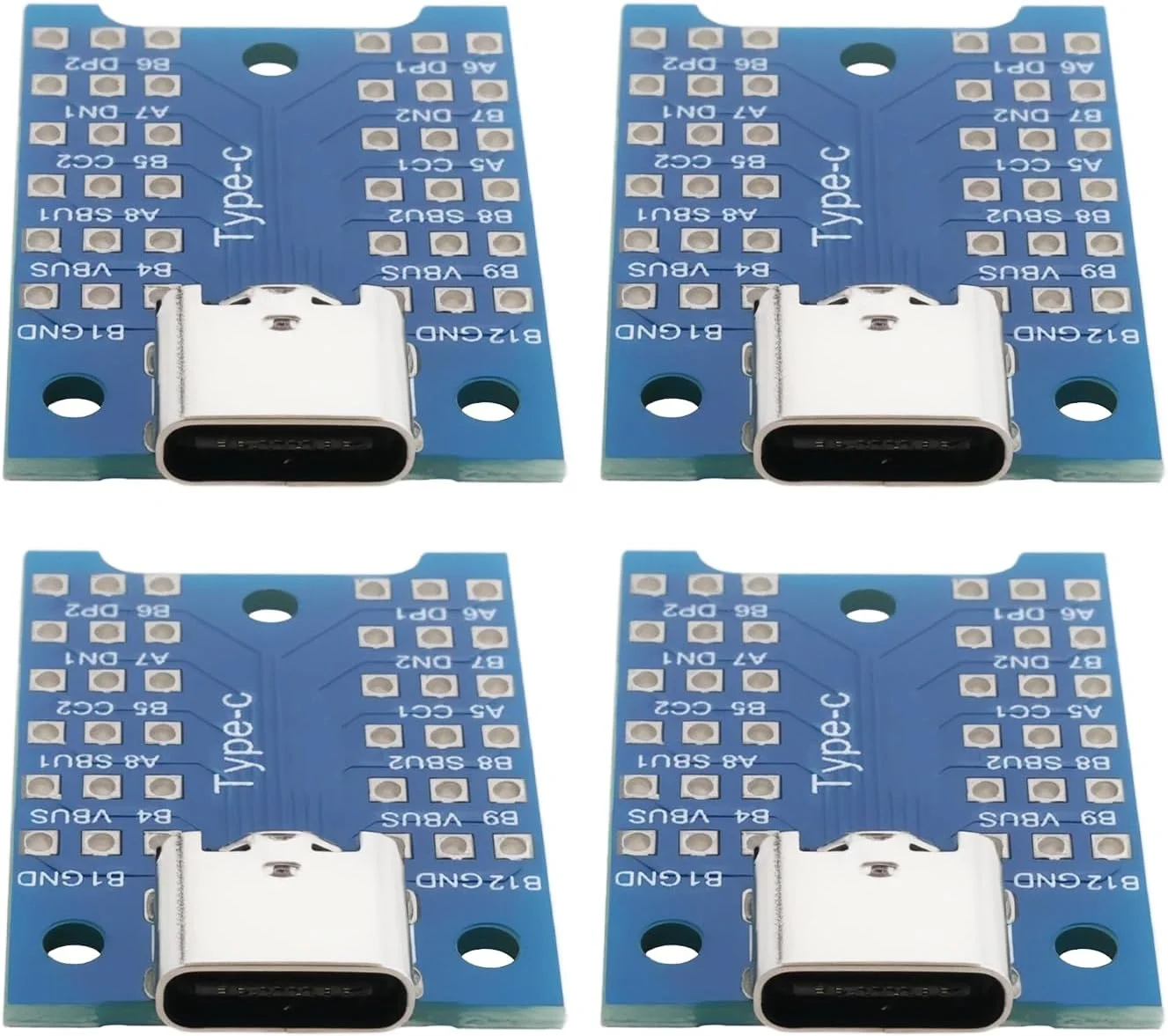 برد آداپتور USB-C مدل eMagTech شامل 4 عدد برد آداپتور USB 3.1 Type-C مادگی، برد تست PCB Type C برای دیباگ، عیب یابی و تست عملکرد