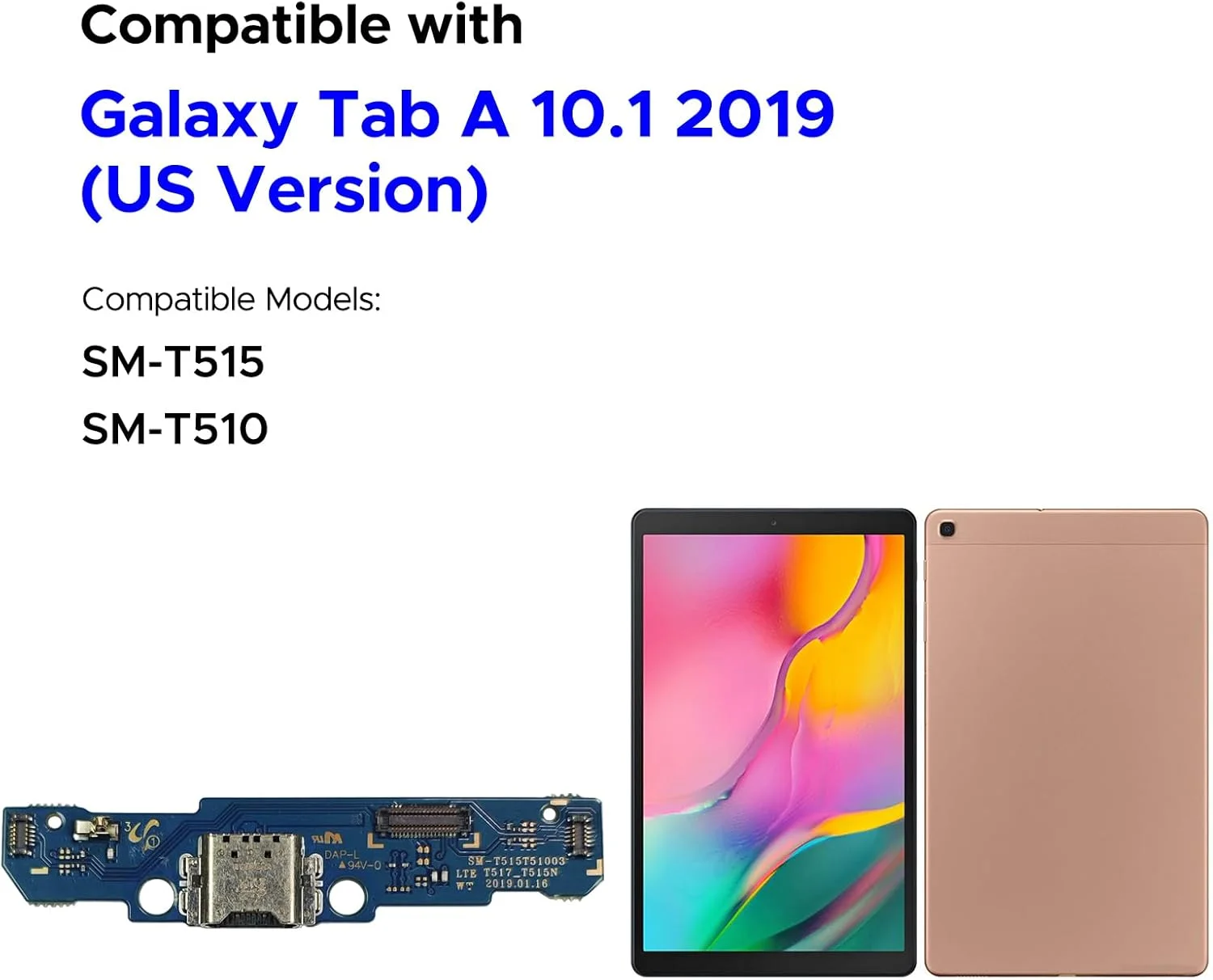 کیت تعویض درگاه شارژ سازگار با گلکسی تب A 10.1 2019، برد داک کانکتور USB-C برای تبلت تب A 10.1 2019 مدل SM-T510/515، به همراه ابزار تعمیر