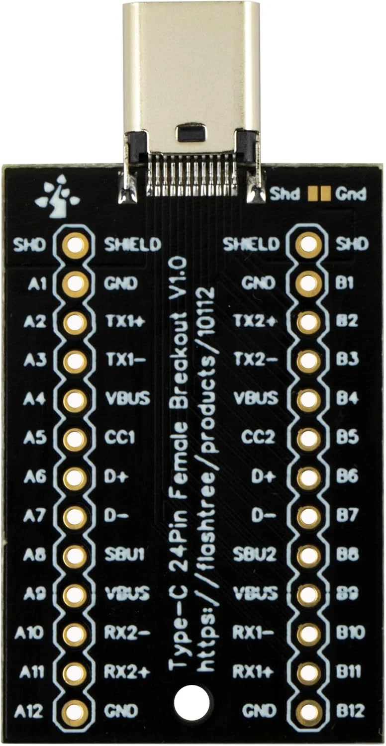 برد خروجی مادگی USB Type C، ۲۴ پین، خروجی کامل پین ها، جایگزین رابط USB C (بسته ۲ عددی)