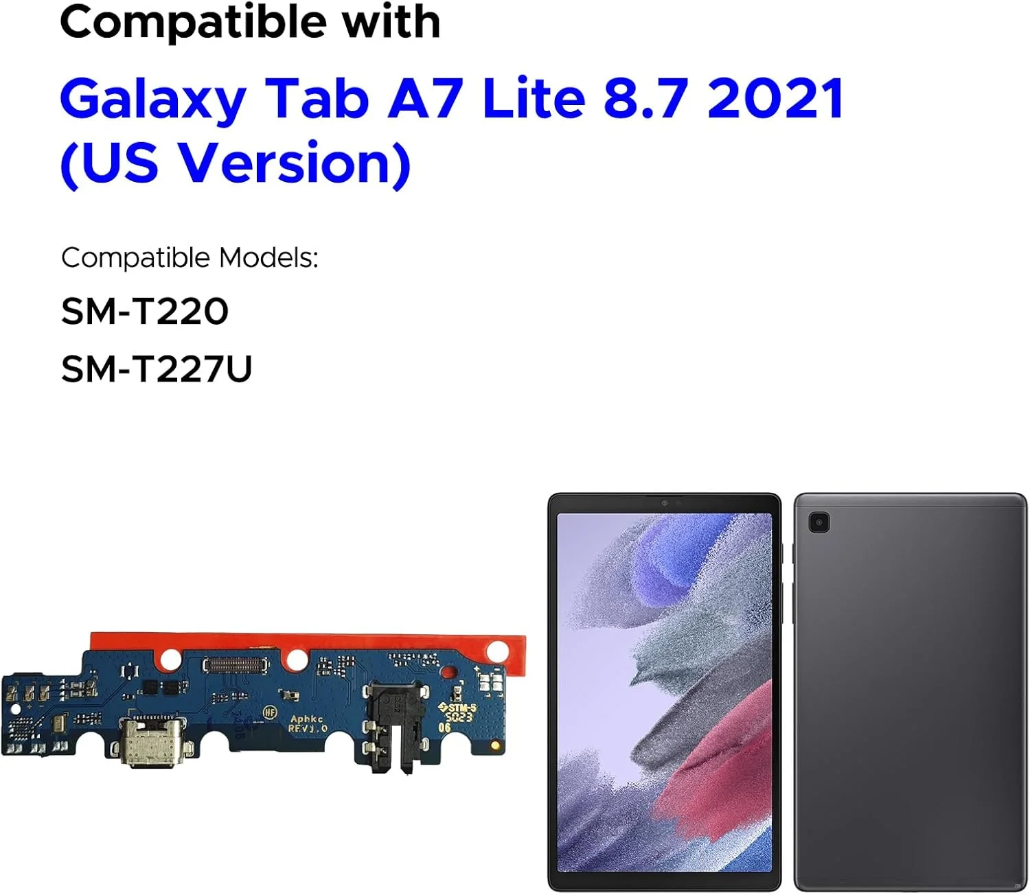 کیت تعویض درگاه شارژ GREEN FUSION سازگار با گلکسی تب A7 لایت 8.7 2021، برد داک کانکتور USB-C برای تبلت تب A7 لایت 8.7 2021 مدل SM-T220، همراه با دستورالعمل و ابزار