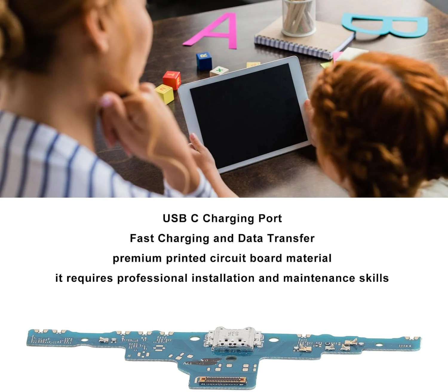 تعویض کابل پورت شارژ USB GOWENIC، کابل برد اتصال دهنده داک پورت شارژ USB C برای تب S6 Lite 10.4 اینچ SM P610، دارای کیت ابزار کامل