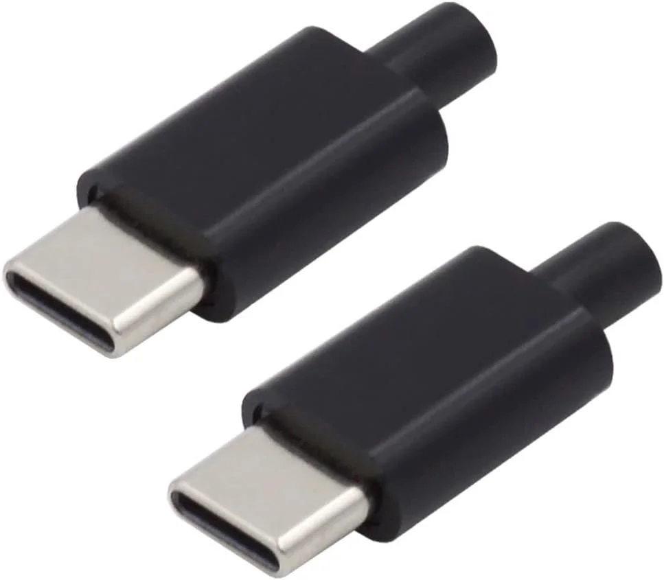 مجموعه 2 عددی کانکتور USB C DIY، کانکتور USB 3.1 نوع C با 24 پین PD100W، پورت نر، آداپتور لحیم کاری جایگزین با برد PCB و محفظه مشکی