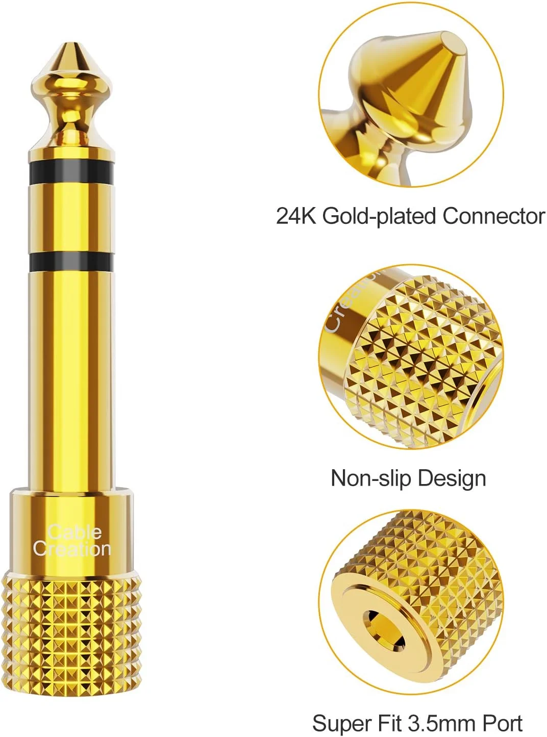 تبدیل کننده استریو 6.35mm به جک استریو 3.5mm CableCreation، نری 6.35mm به مادگی 3.5mm، روکش طلا