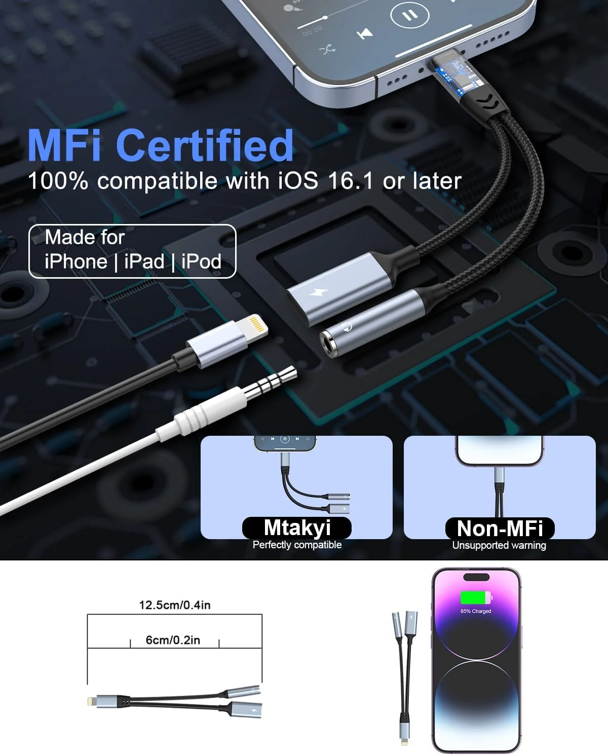 تبدیل کننده دوگانه لایتنینگ هدفون و شارژر برای آیفون، لایتنینگ به جک 3.5 میلی متری هدفون، دانگل تبدیل کننده کابل شارژ اسپلیتر صدا کمکی برای آیفون 14 13 12 11، آیپد تبدیل کننده دوگانه لایتنینگ هدفون و شارژر برای آیفون، لایتنینگ به جک 3.5 میلی متری هدفون، دانگل تبدیل کننده کابل شارژ اسپلیتر صدا کمکی برای آیفون 14 13 12 11، آیپد