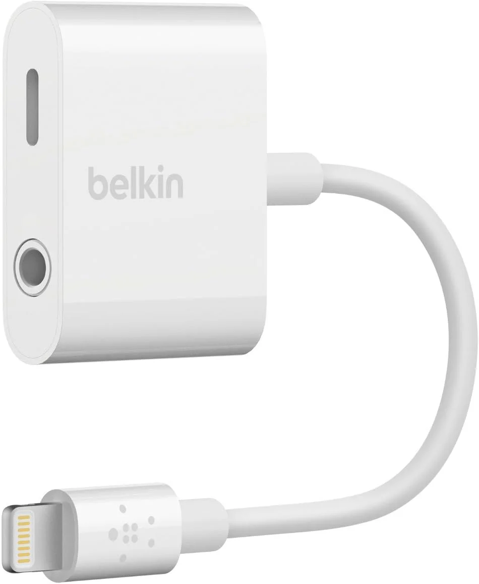آداپتور صدا و شارژ 3.5 میلی متری Belkin Rockstar (آداپتور AUX آیفون، آداپتور شارژ آیفون)