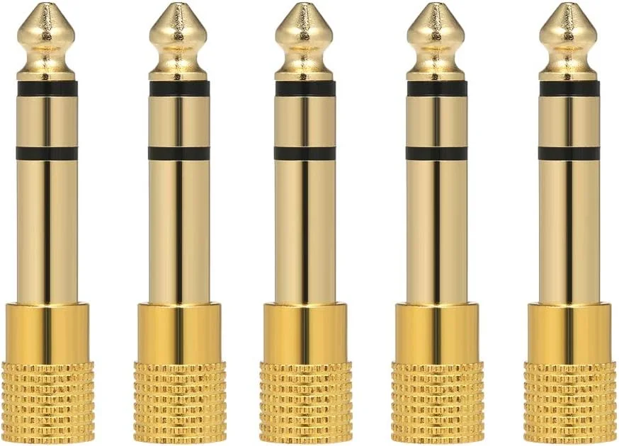 آداپتور جک صوتی 5 عددی Beauenty، تبدیل کننده جک استریو 6.35 میلی متری نر به 3.5 میلی متری ماده برای میکروفون، هدفون، آمپلی فایر